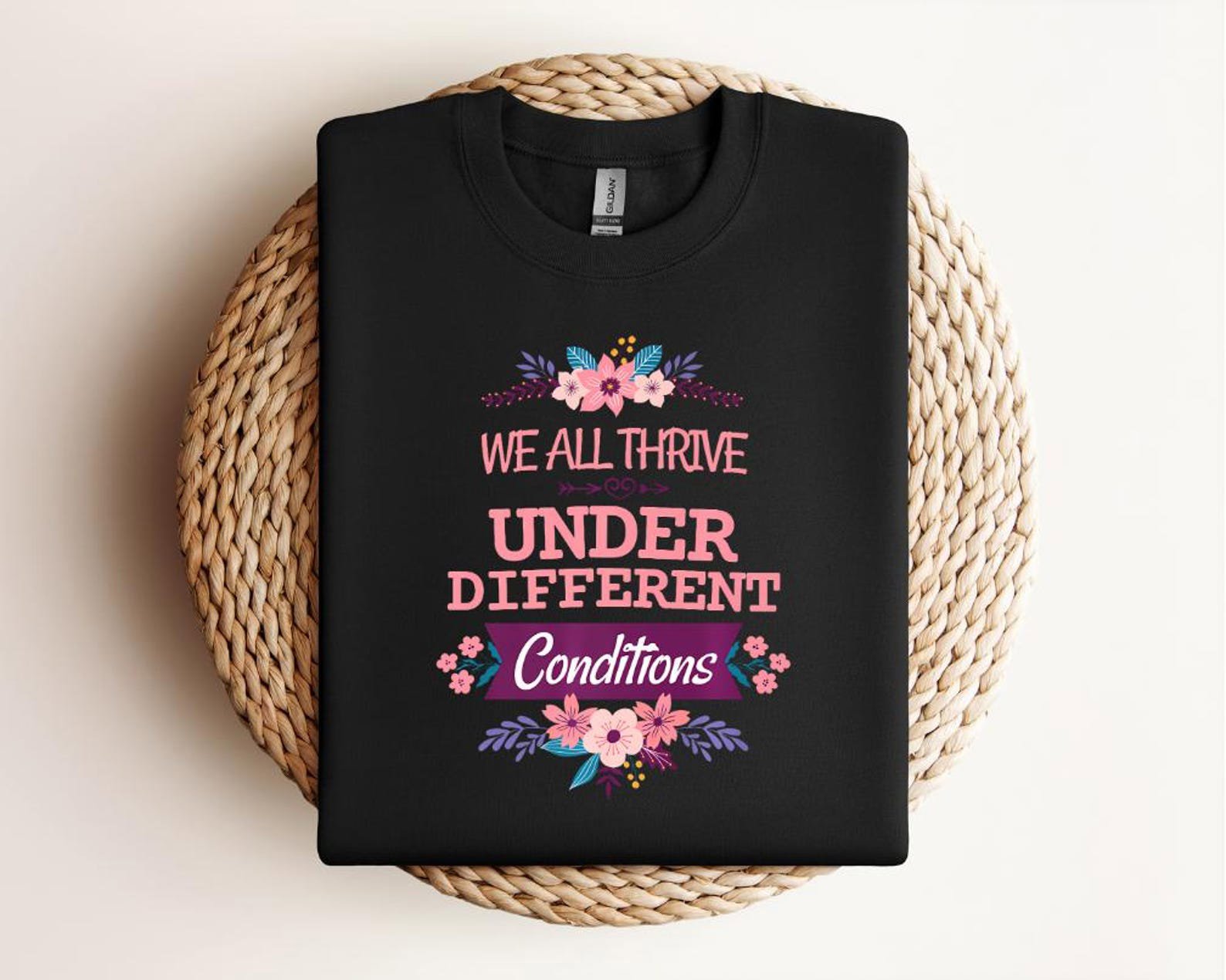 Neurodiversity Awareness Tee: Inspirational Floral Design, Autism Acceptance 3