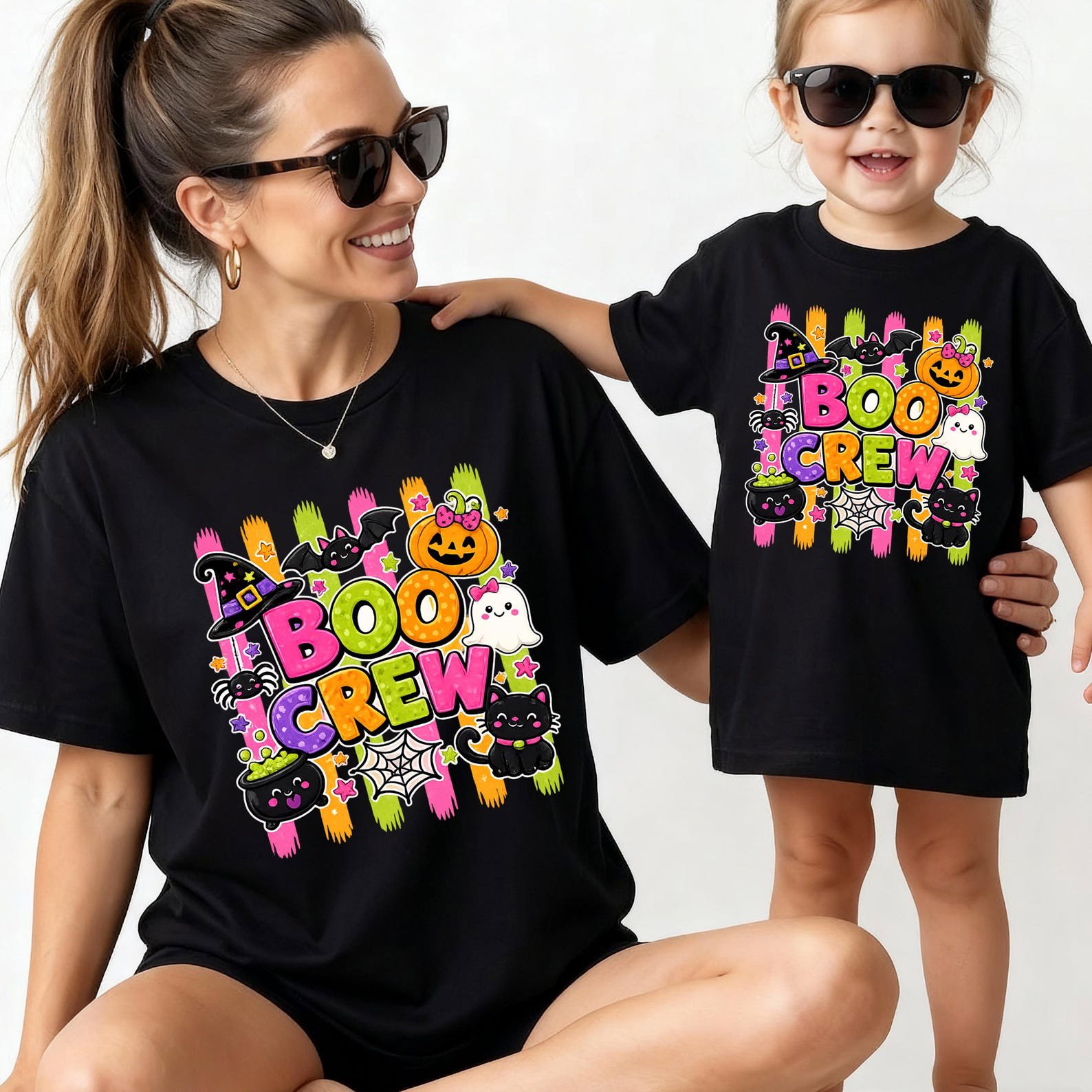 Boo Crew Halloween Matching Shirt: Pumpkin Ghost Black Cat Graphic Sweatshirt for Family ,Friends 2
