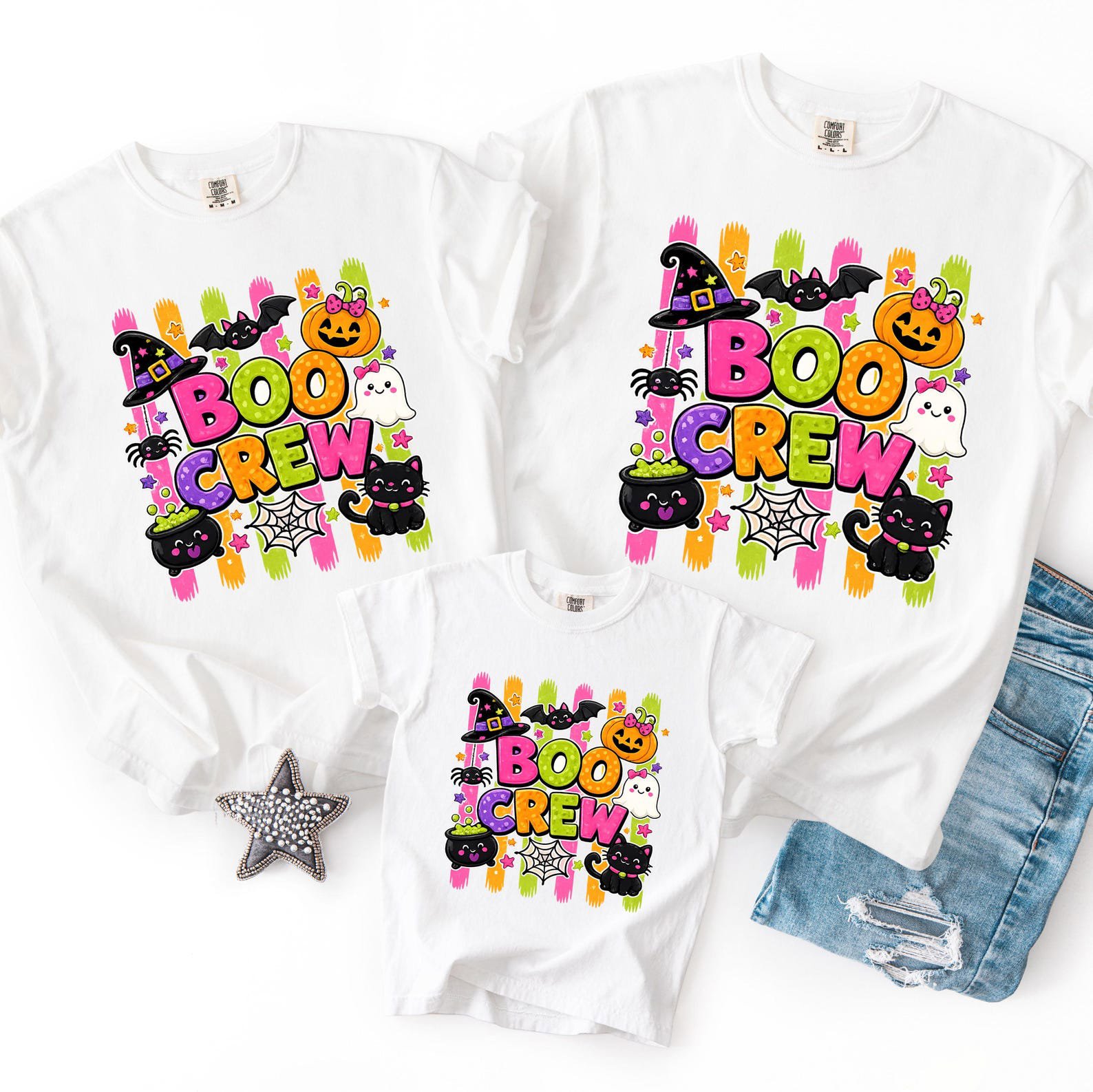 Boo Crew Halloween Matching Shirt: Pumpkin Ghost Black Cat Graphic Sweatshirt for Family ,Friends 1