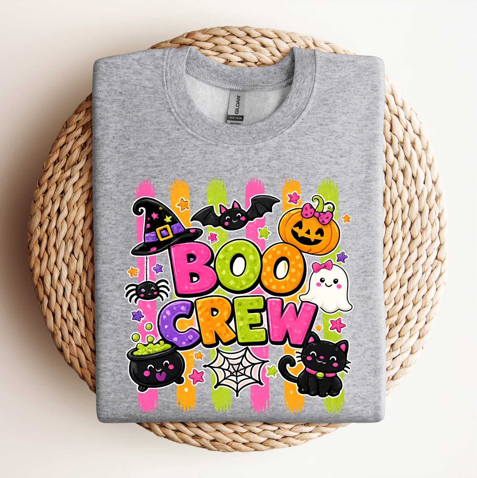Boo Crew Halloween Matching Shirt: Pumpkin Ghost Black Cat Graphic Sweatshirt for Family ,Friends 6