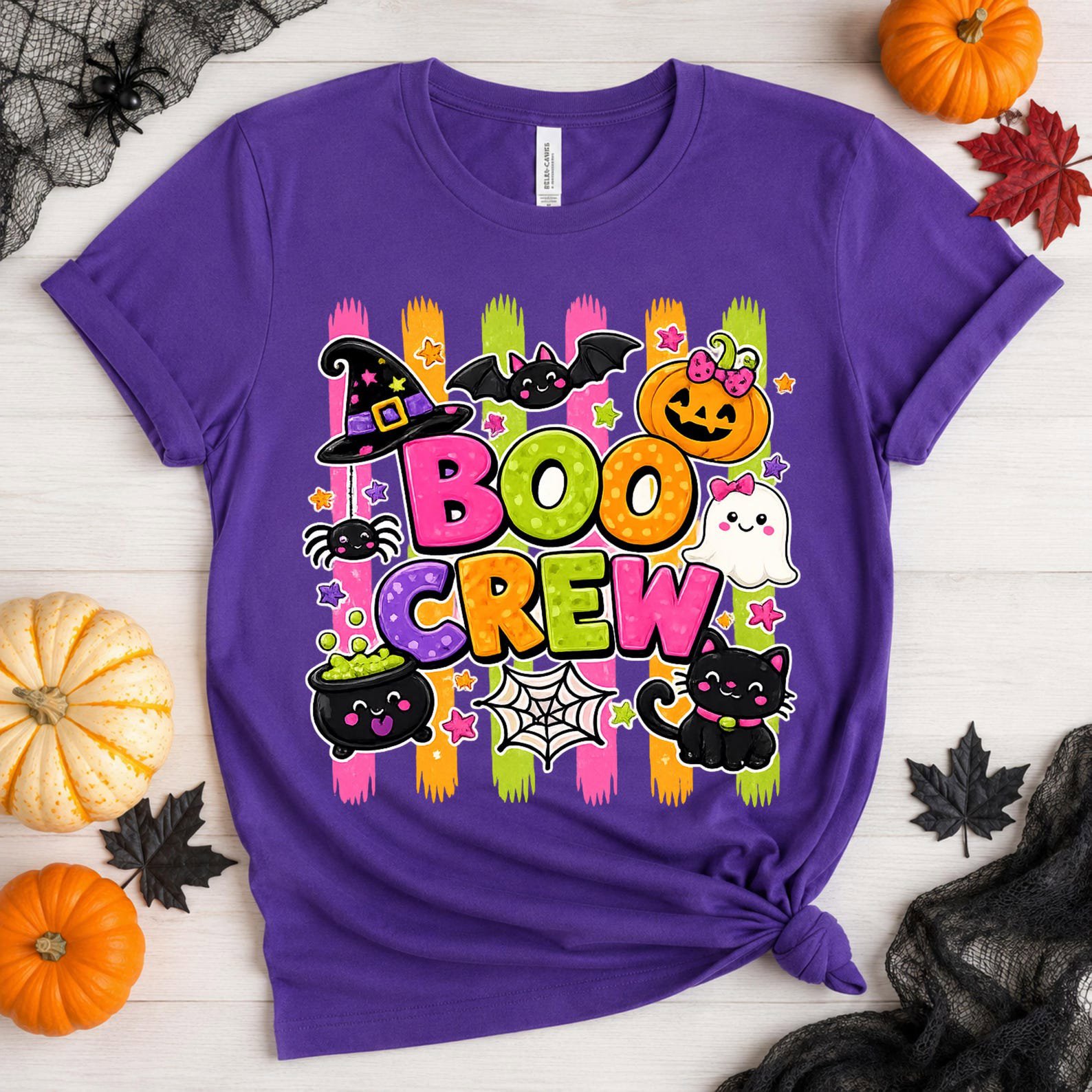 Boo Crew Halloween Matching Shirt: Pumpkin Ghost Black Cat Graphic Sweatshirt for Family ,Friends 5