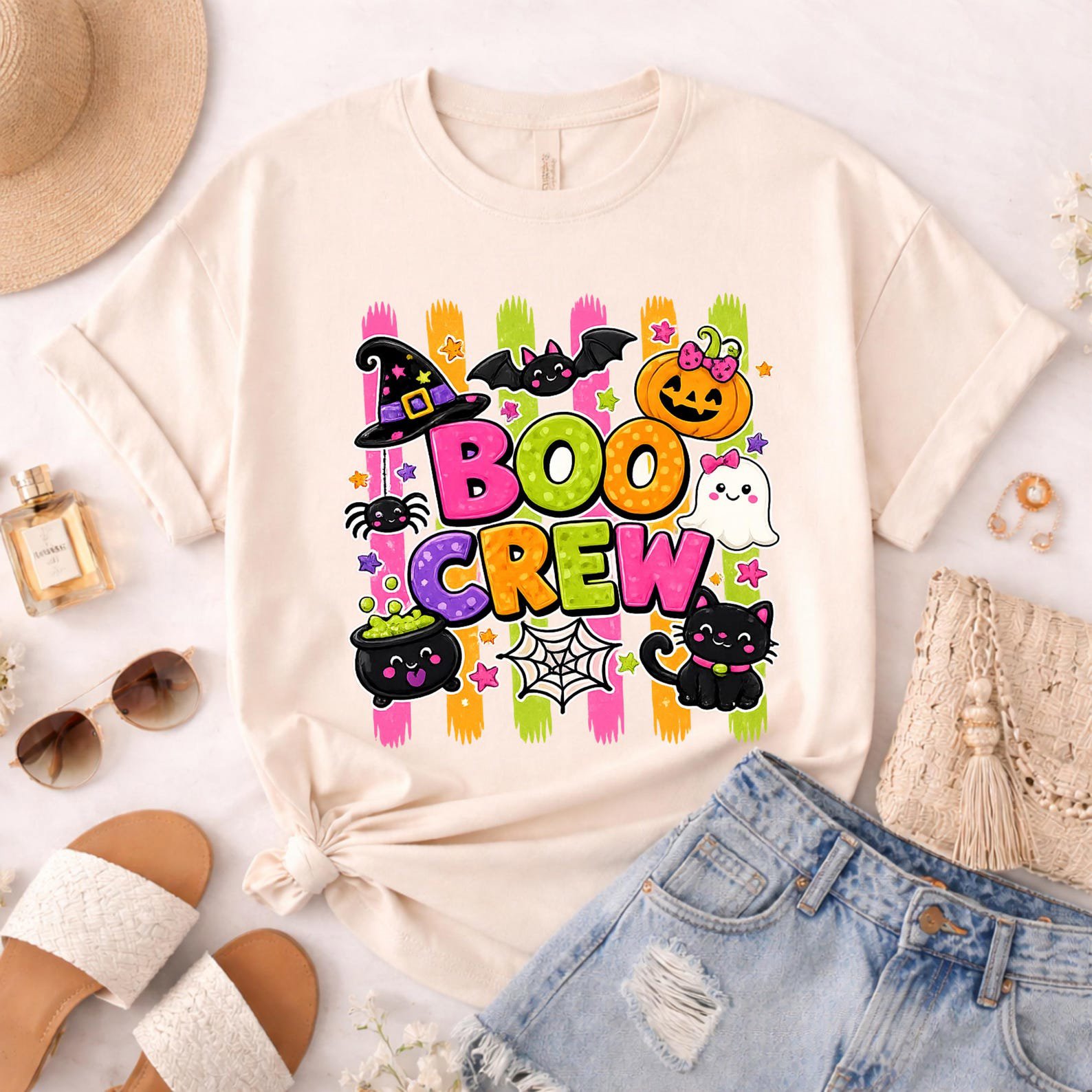 Boo Crew Halloween Matching Shirt: Pumpkin Ghost Black Cat Graphic Sweatshirt for Family ,Friends 7
