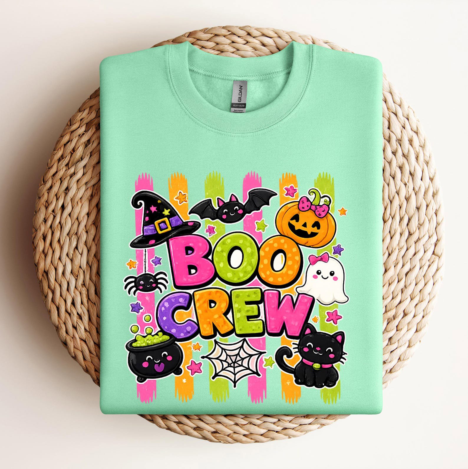 Boo Crew Halloween Matching Shirt: Pumpkin Ghost Black Cat Graphic Sweatshirt for Family ,Friends 8