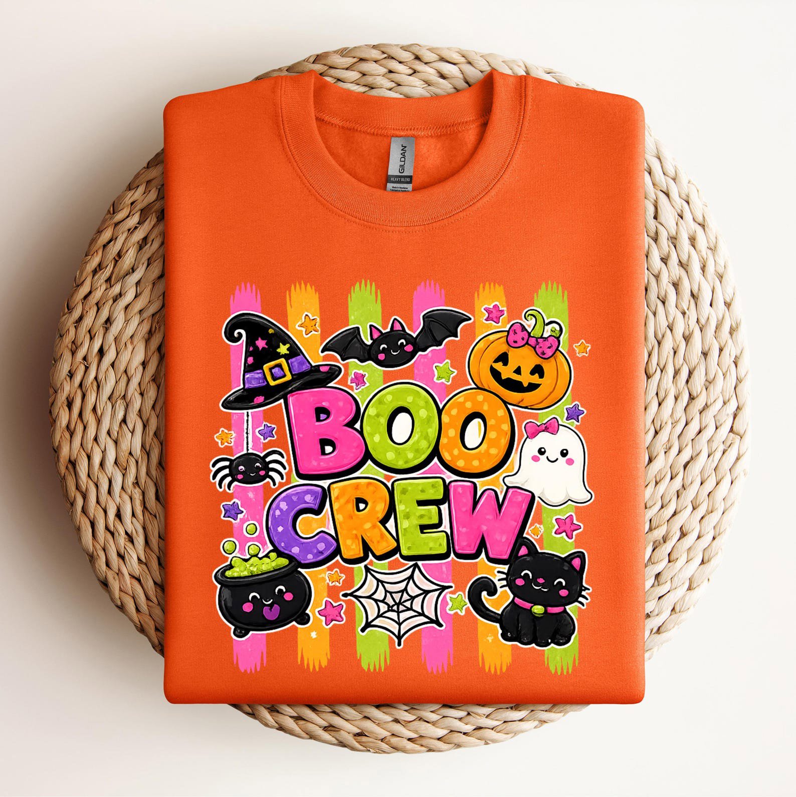 Boo Crew Halloween Matching Shirt: Pumpkin Ghost Black Cat Graphic Sweatshirt for Family ,Friends 9