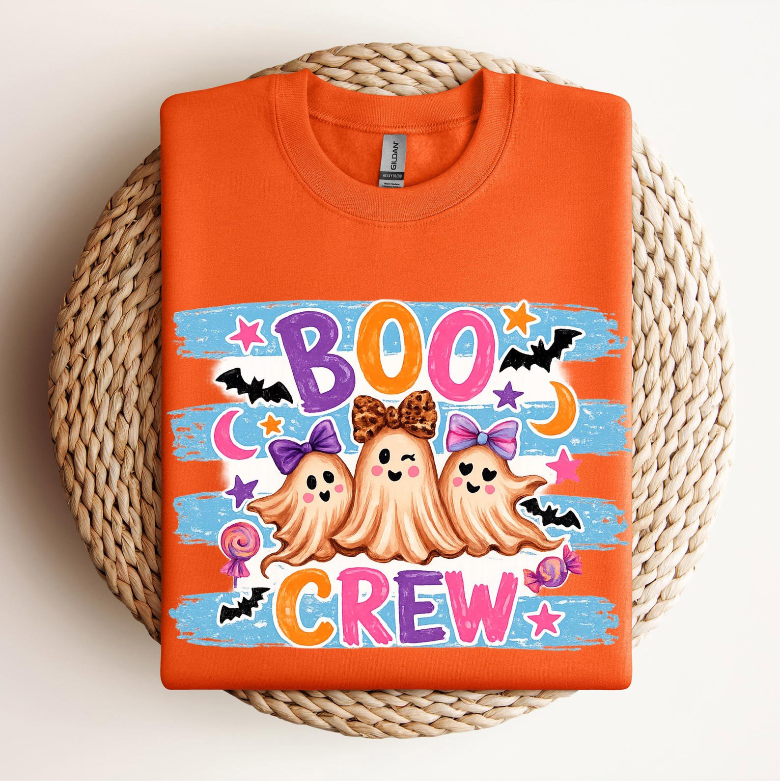 Matching Boo Crew Halloween Sweatshirt, Pink Coquette Ghost Graphic, Family Teacher Squad Outfit 8
