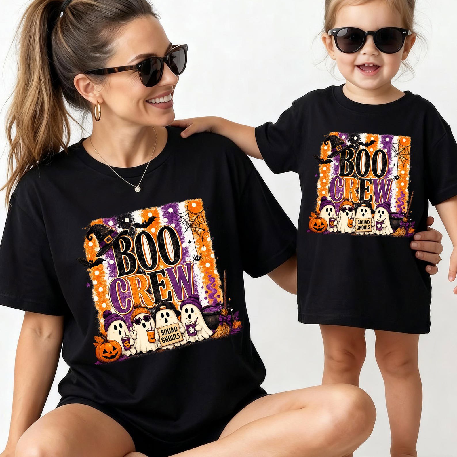 Matching Boo Crew Halloween Shirt , Witchy Ghost Graphic Sweatshirt for Family, Friends, Teacher s Group Outfit 2