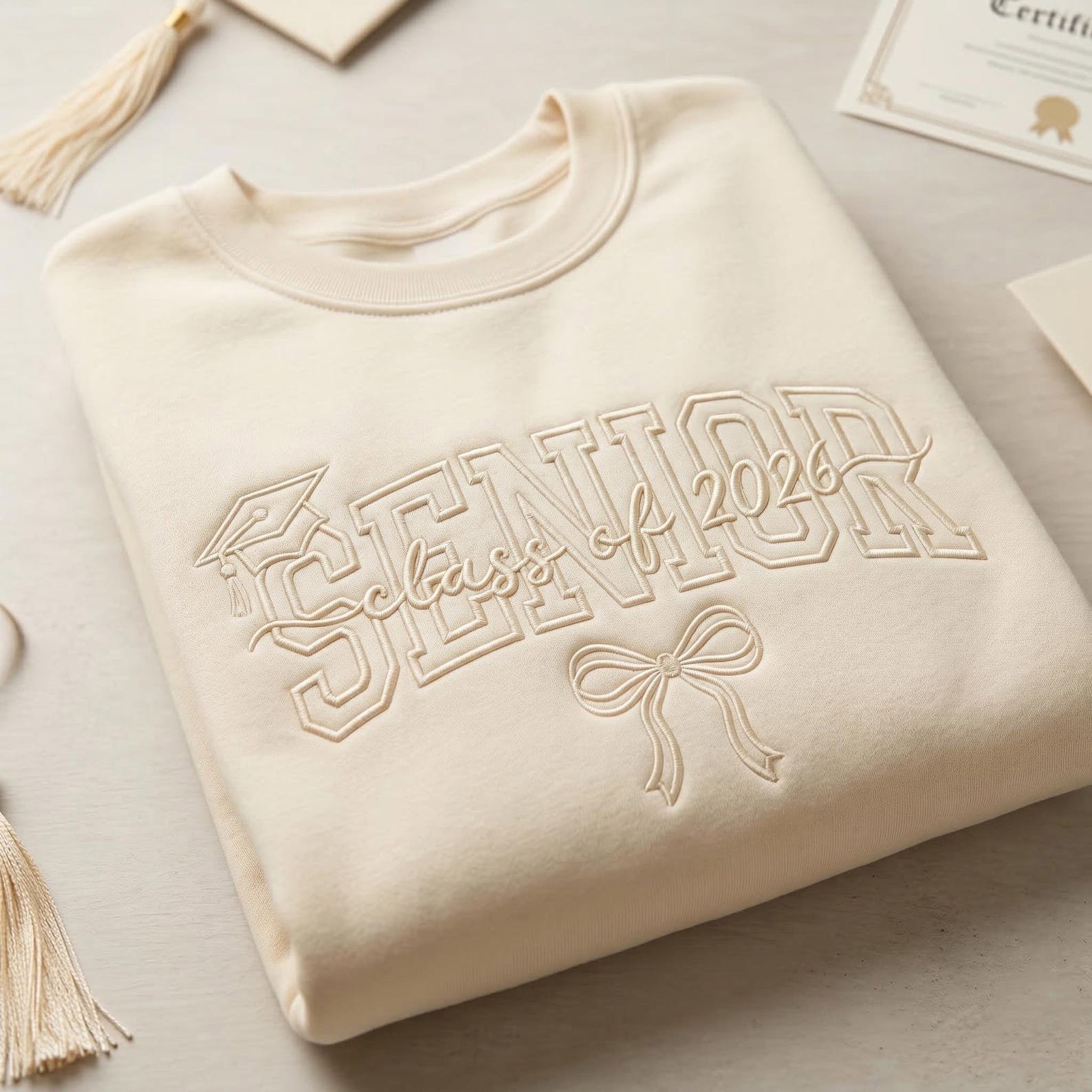 Embroidered Senior Class of 2026 Sweatshirt, Graduation Gift, Senior Mom Shirt, Custom Coquette Senior 2026 TShirt, Senior Graduation Te 1
