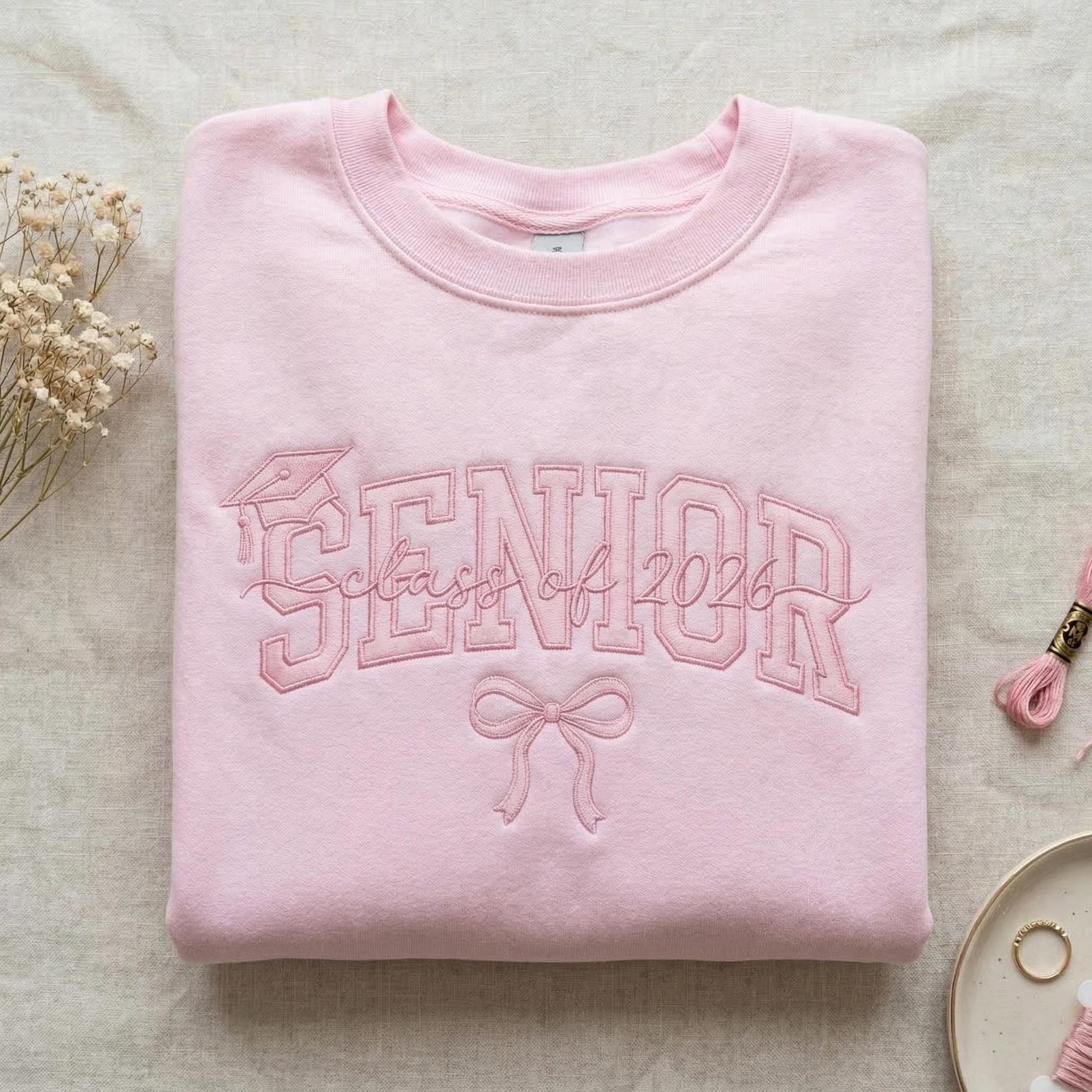 Embroidered Senior Class of 2026 Sweatshirt, Graduation Gift, Senior Mom Shirt, Custom Coquette Senior 2026 TShirt, Senior Graduation Te 3