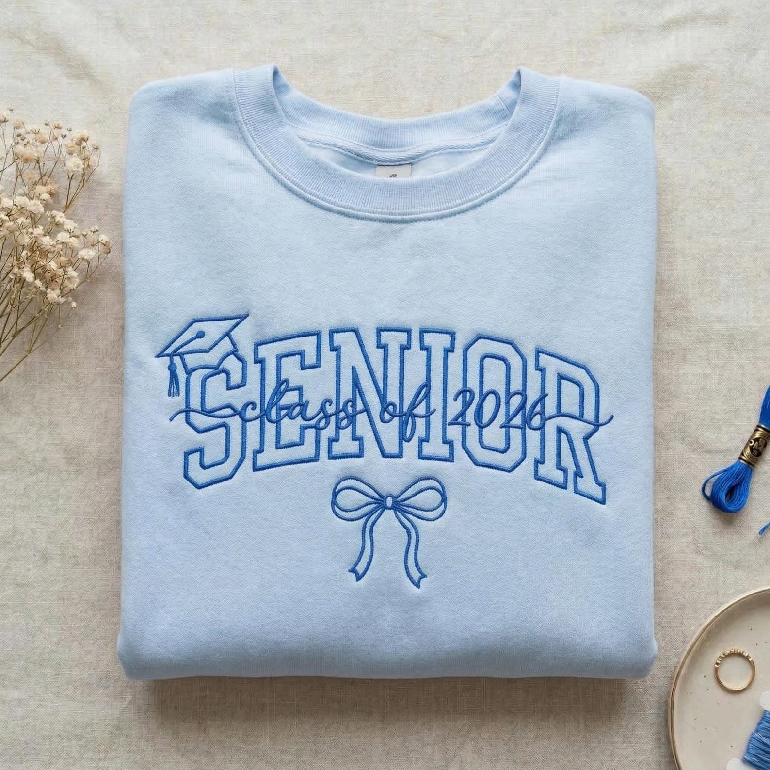 Embroidered Senior Class of 2026 Sweatshirt, Graduation Gift, Senior Mom Shirt, Custom Coquette Senior 2026 TShirt, Senior Graduation Te 2
