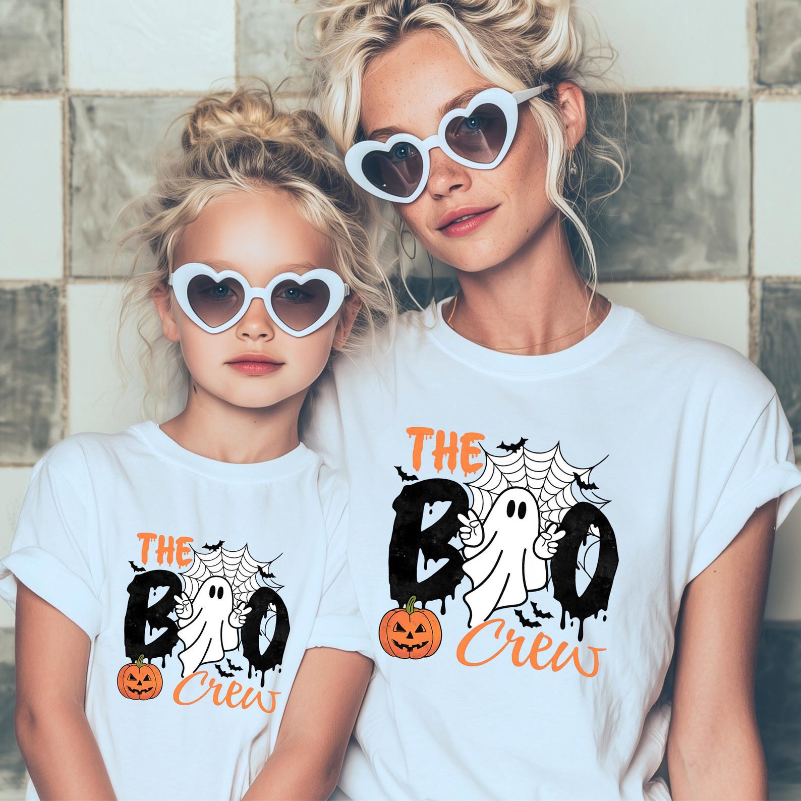 Matching The Boo Crew Halloween Shirt, Peace Ghost GraphicSweatshirt For Family, Friends, Teacher Squad Outfit 2