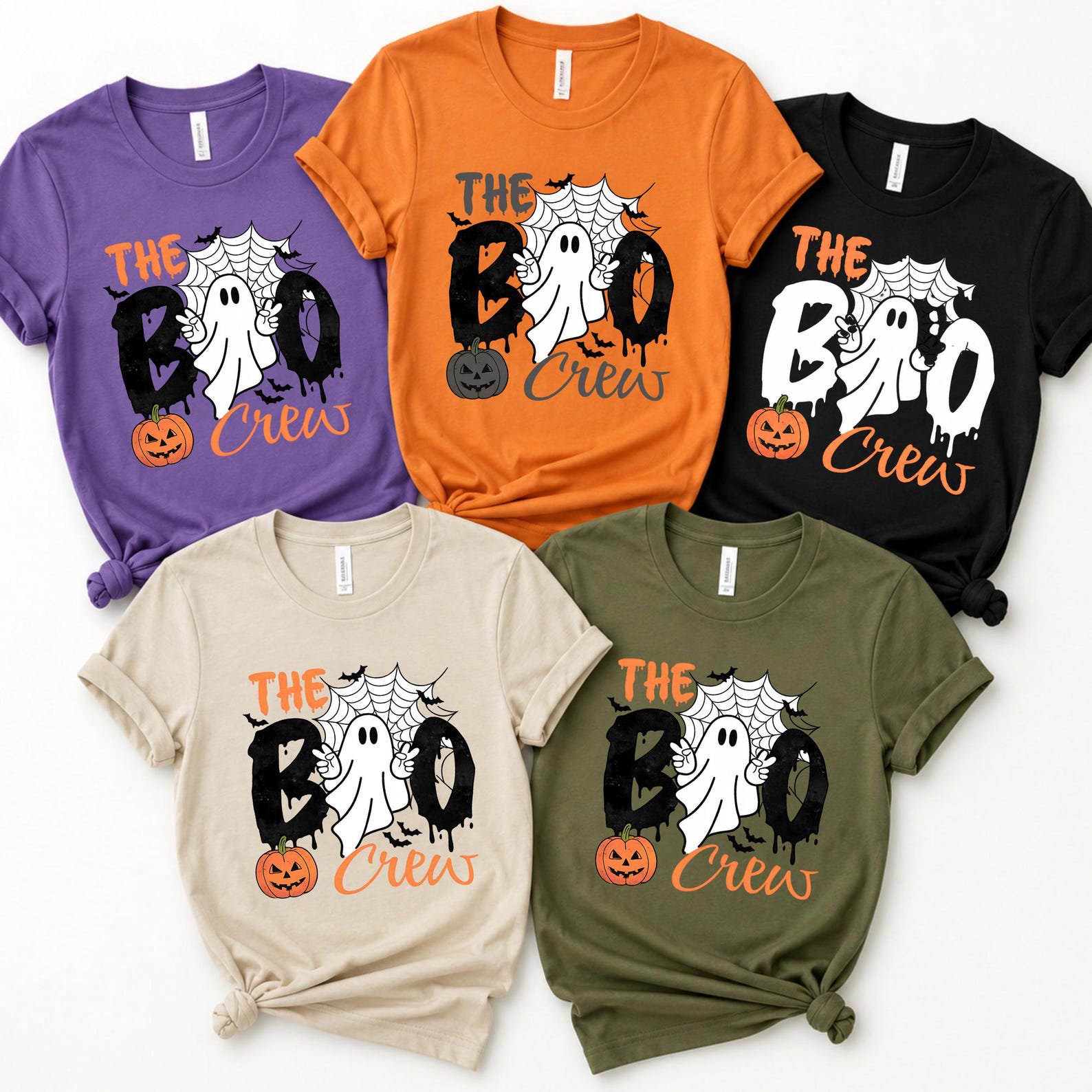 Matching The Boo Crew Halloween Shirt, Peace Ghost GraphicSweatshirt For Family, Friends, Teacher Squad Outfit 3