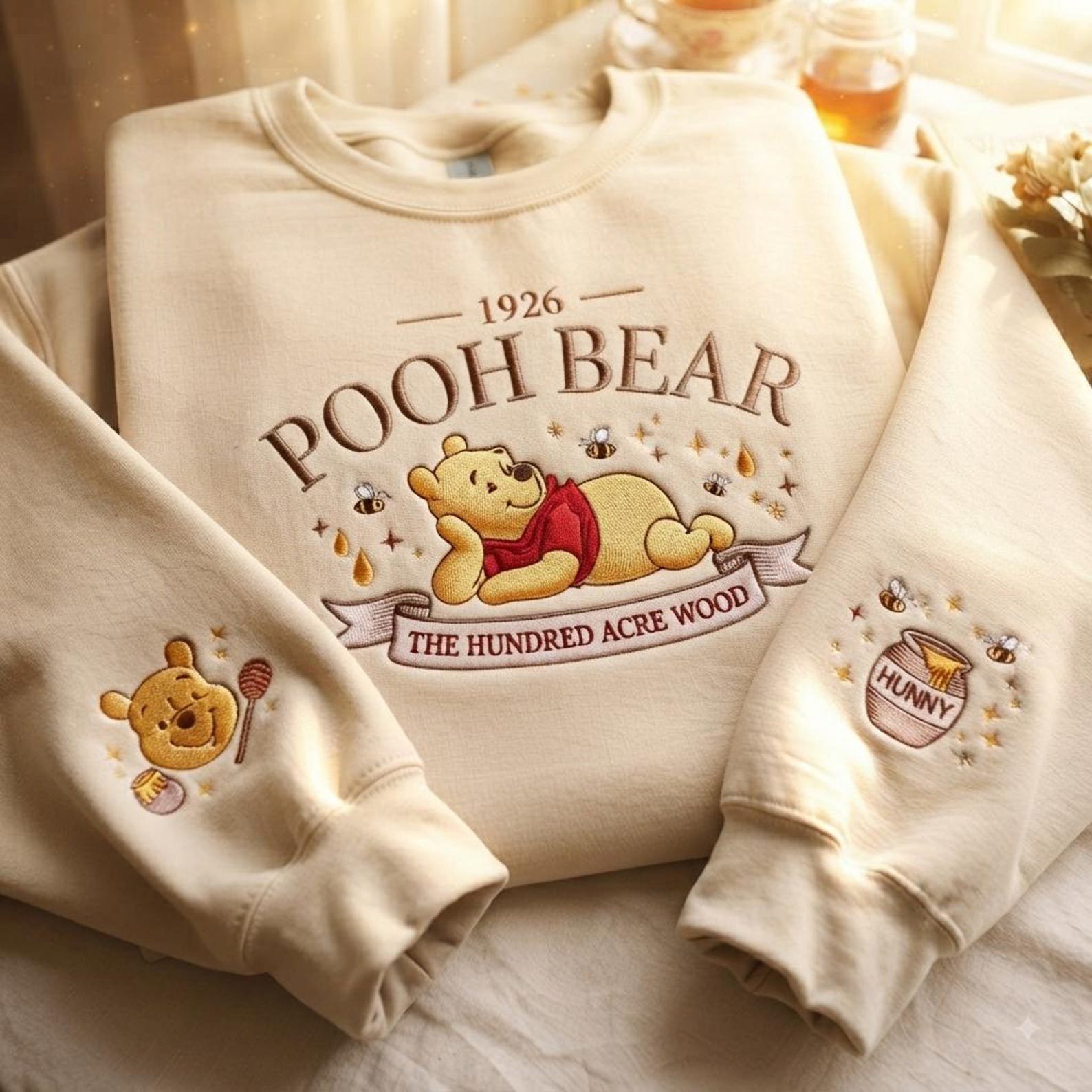 Embroidered 1926 The Hundred Acre Wood Pooh Shirt, Honey Pooh Bear Shirt, Bear Lover Embroidered Sweatshirt, Pooh The Bear Shirt 3