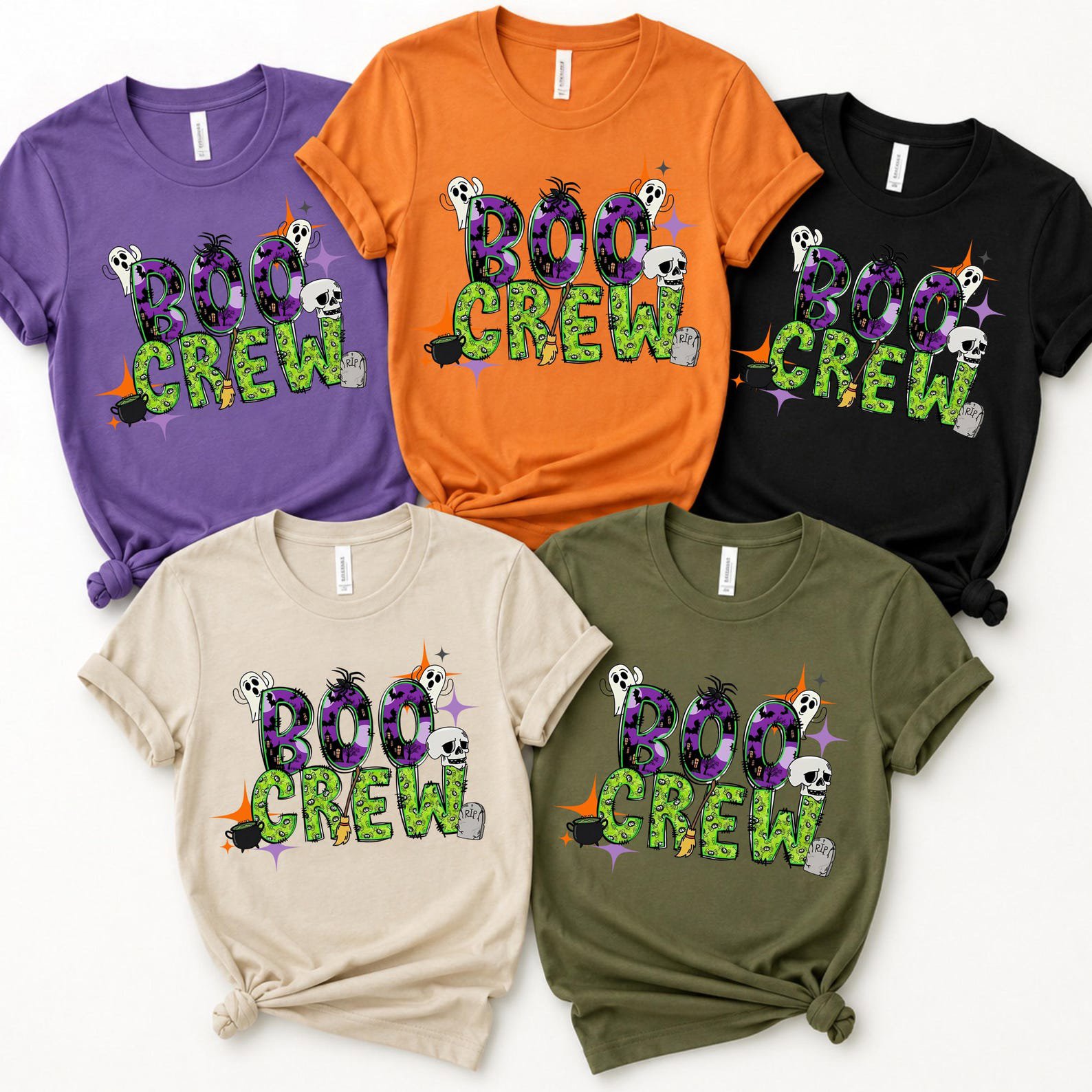 Matching Boo Crew Halloween Shirt, Ghost Pumpkin Graphic For Family Spooky Outfit 3