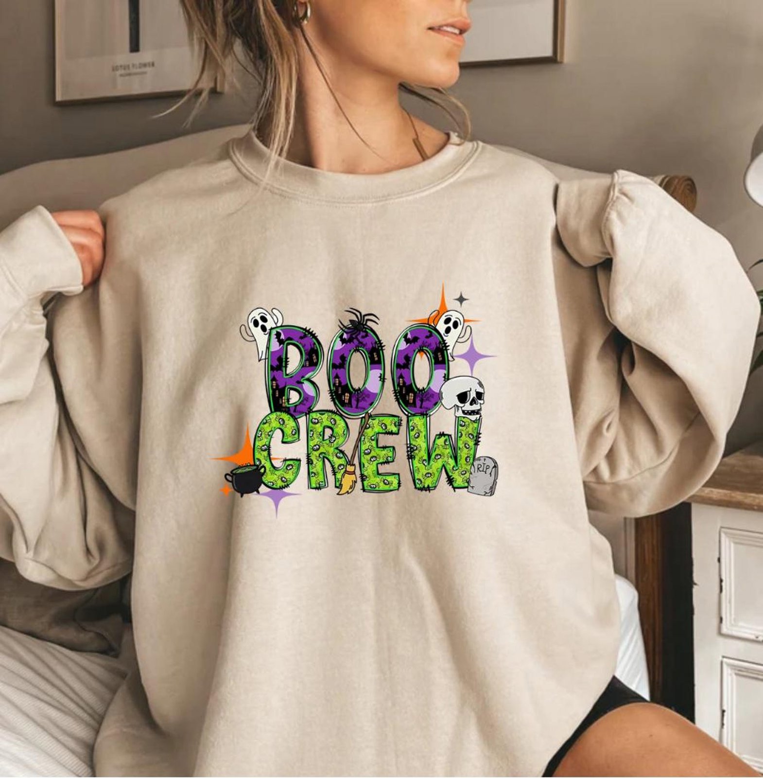 Matching Boo Crew Halloween Shirt, Ghost Pumpkin Graphic For Family Spooky Outfit 6