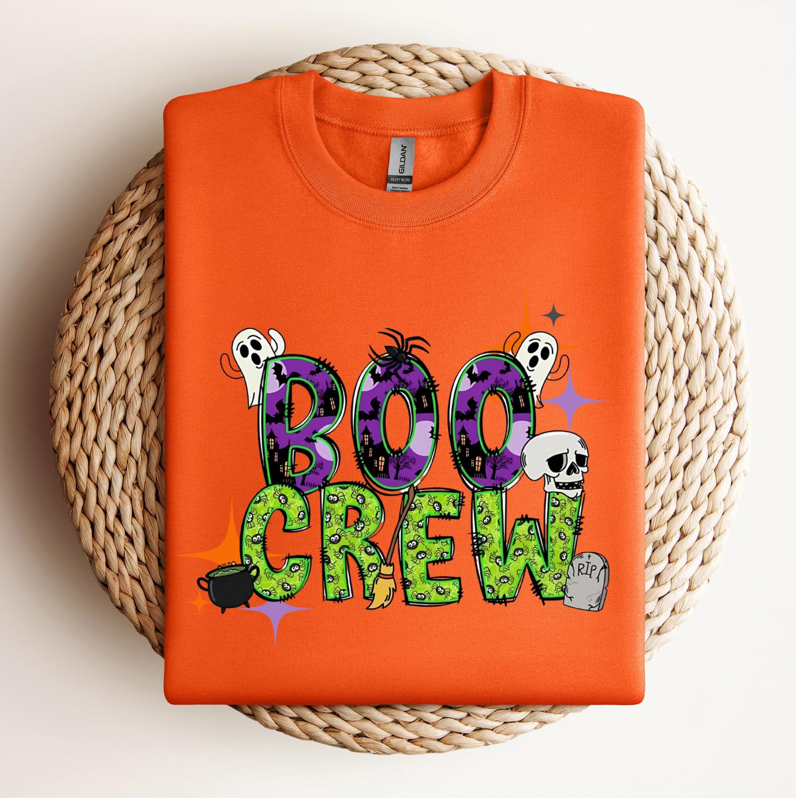 Matching Boo Crew Halloween Shirt, Ghost Pumpkin Graphic For Family Spooky Outfit 7
