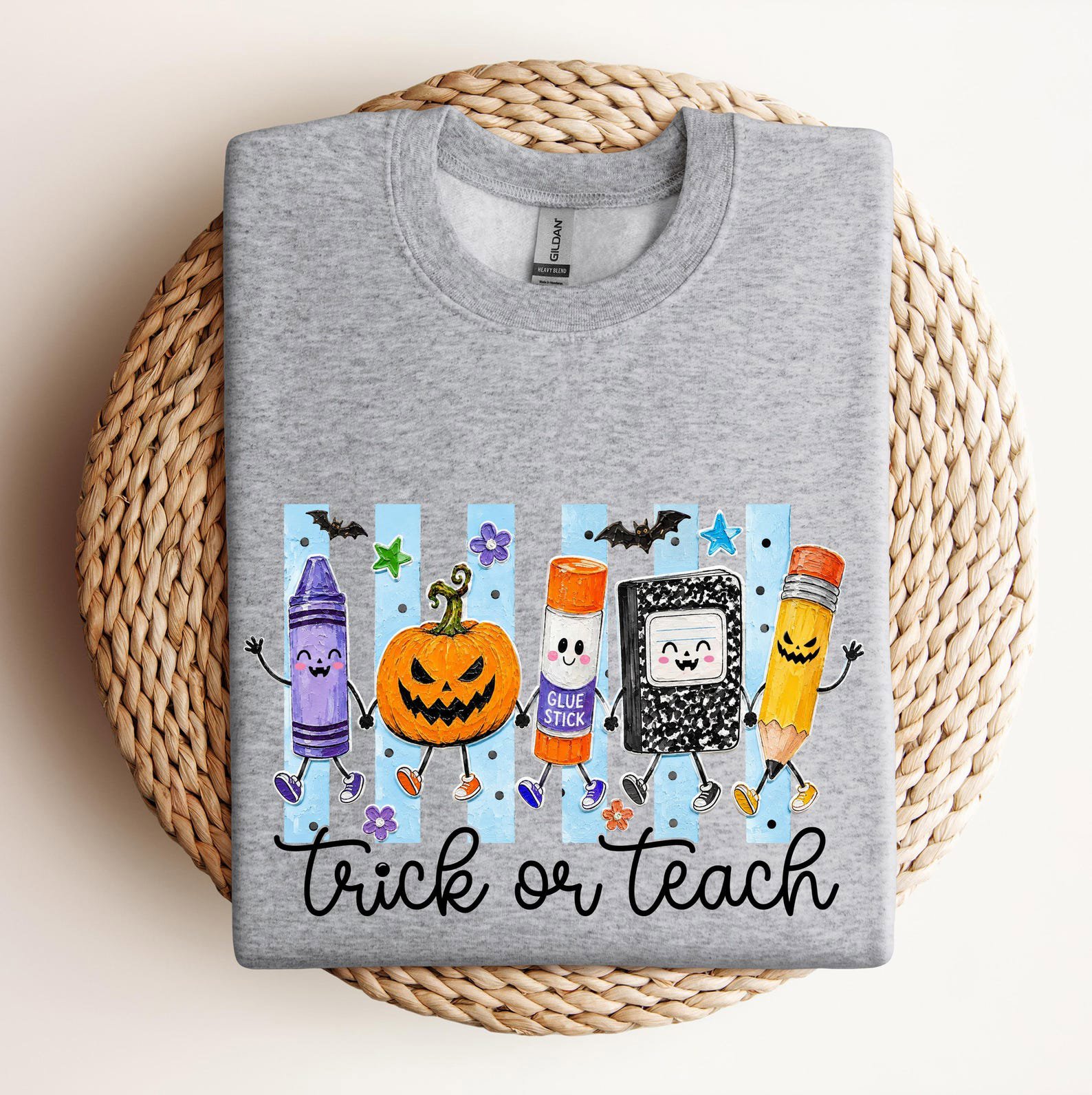 Matching Trick Or Teach Teacher Halloween Shirt , School Supplies Pumpkin Graphic For Faculty Outfit 7