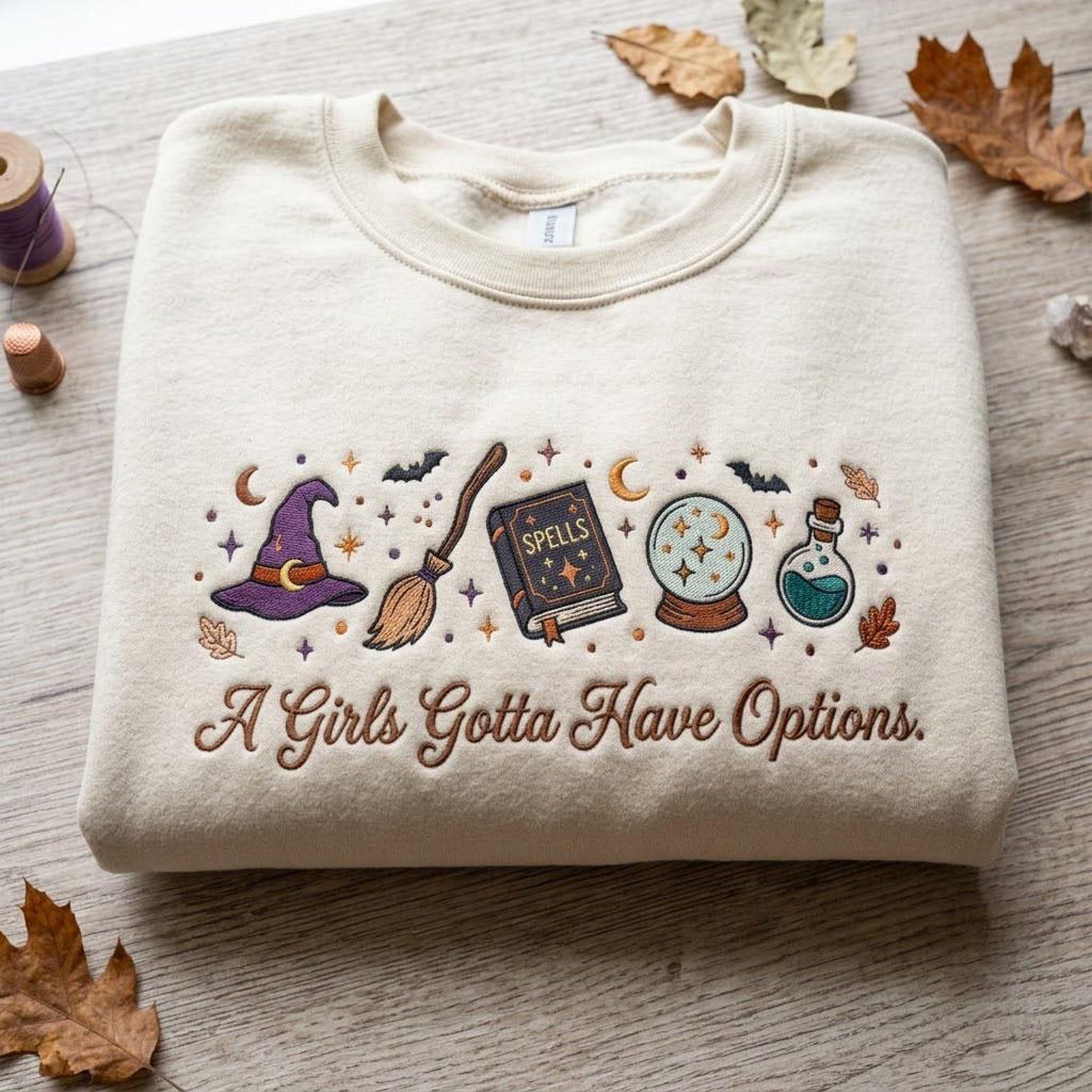 Halloween Witch Embroidered Sweatshirt, Funny Witch Quote Crewneck, Spell Book Magic Pullover, Cozy Spooky Season Gift 2