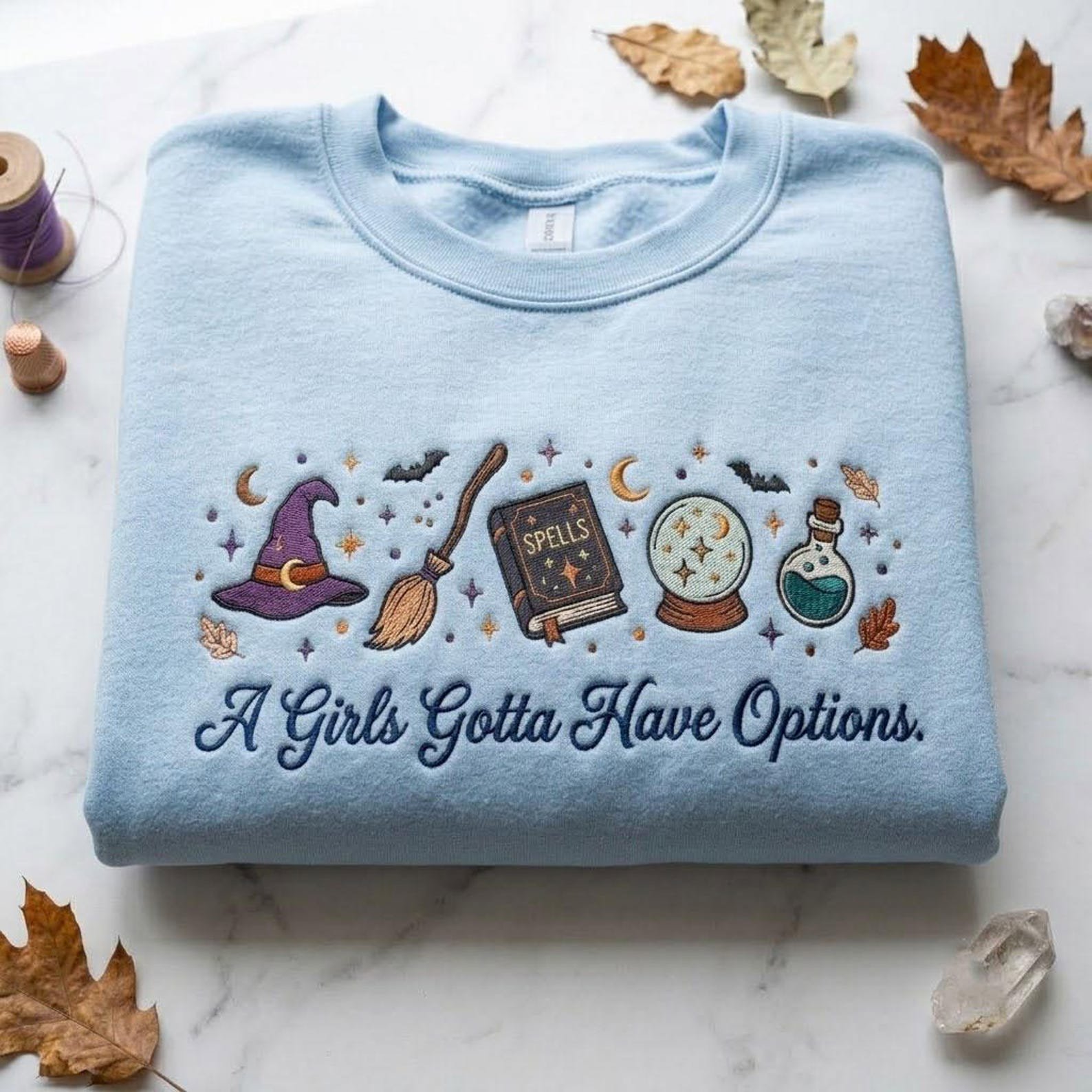 Halloween Witch Embroidered Sweatshirt, Funny Witch Quote Crewneck, Spell Book Magic Pullover, Cozy Spooky Season Gift 3