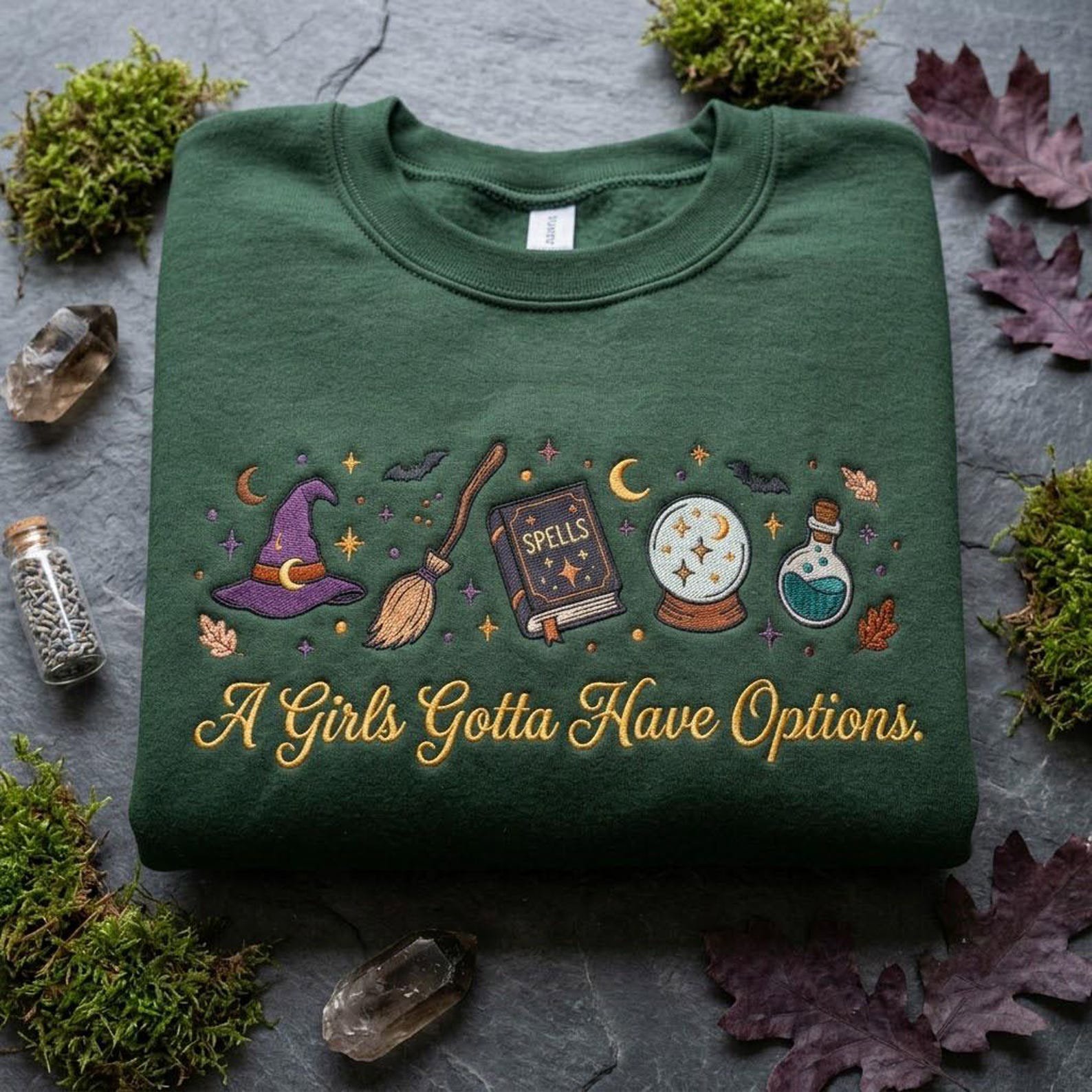 Halloween Witch Embroidered Sweatshirt, Funny Witch Quote Crewneck, Spell Book Magic Pullover, Cozy Spooky Season Gift 4