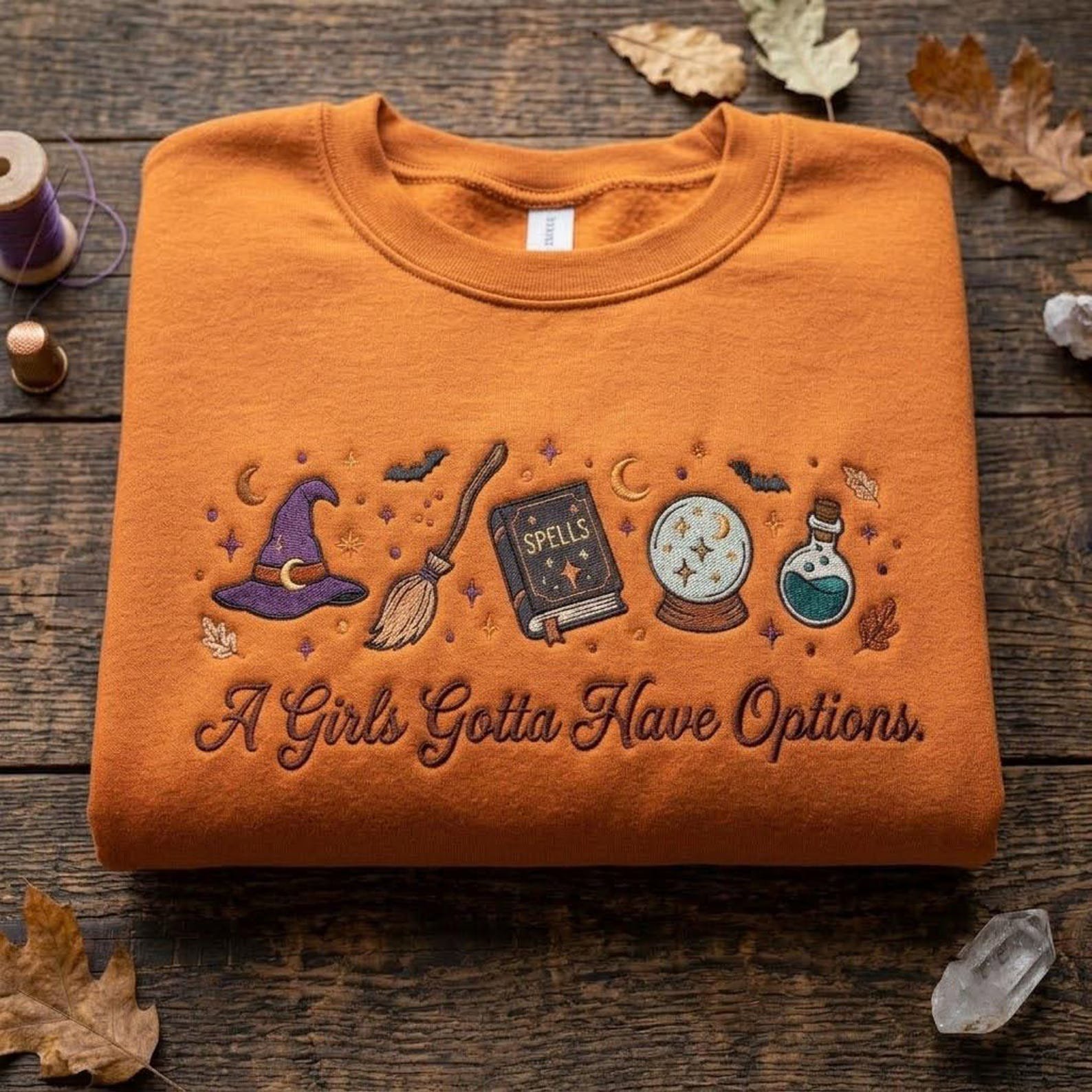 Halloween Witch Embroidered Sweatshirt, Funny Witch Quote Crewneck, Spell Book Magic Pullover, Cozy Spooky Season Gift 5