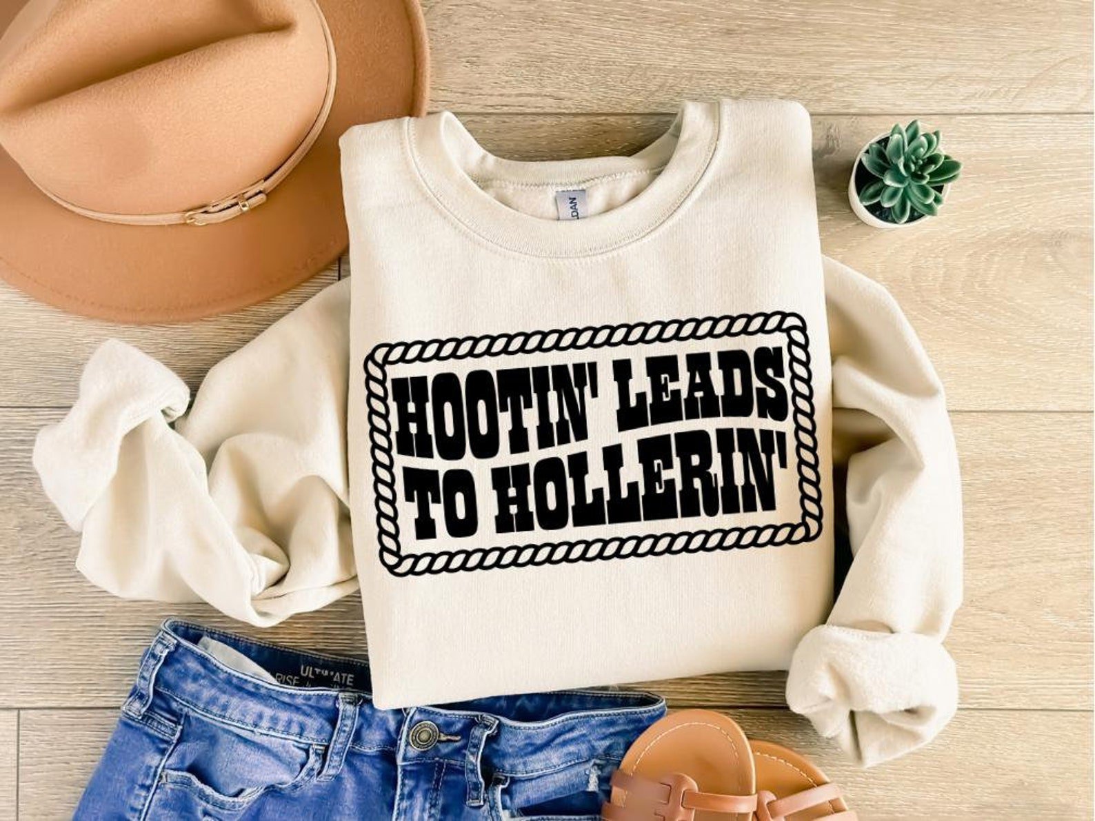 Hootin' Leads To Hollerin' Shirt: Trendy Country Cowgirl Tee 1