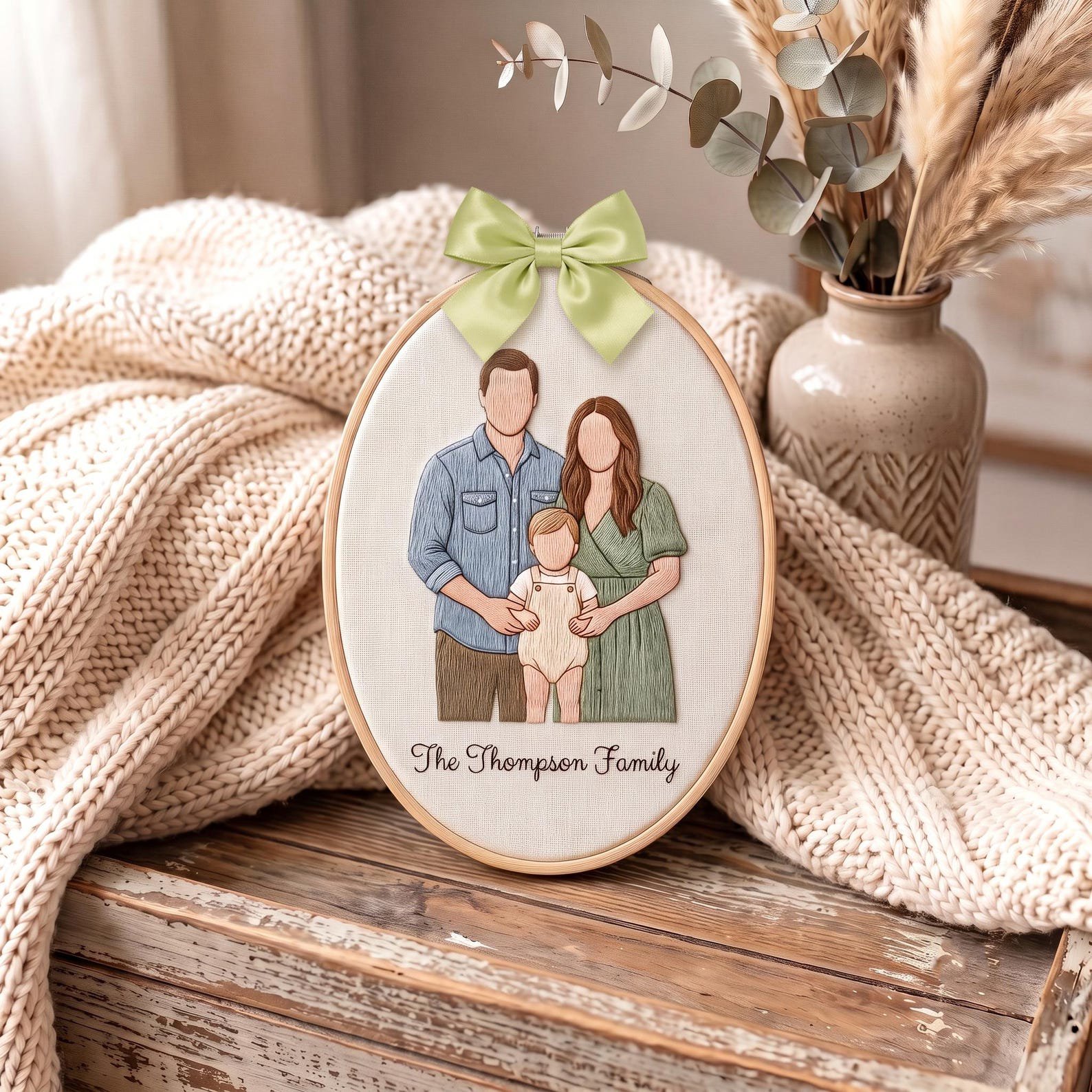 Custom Family Portrait Embroidery Hoop, Home Decor Wall Art, Keepsake Gift Idea, Personalized Faceless Family Wall Art, Family Keepsake 2