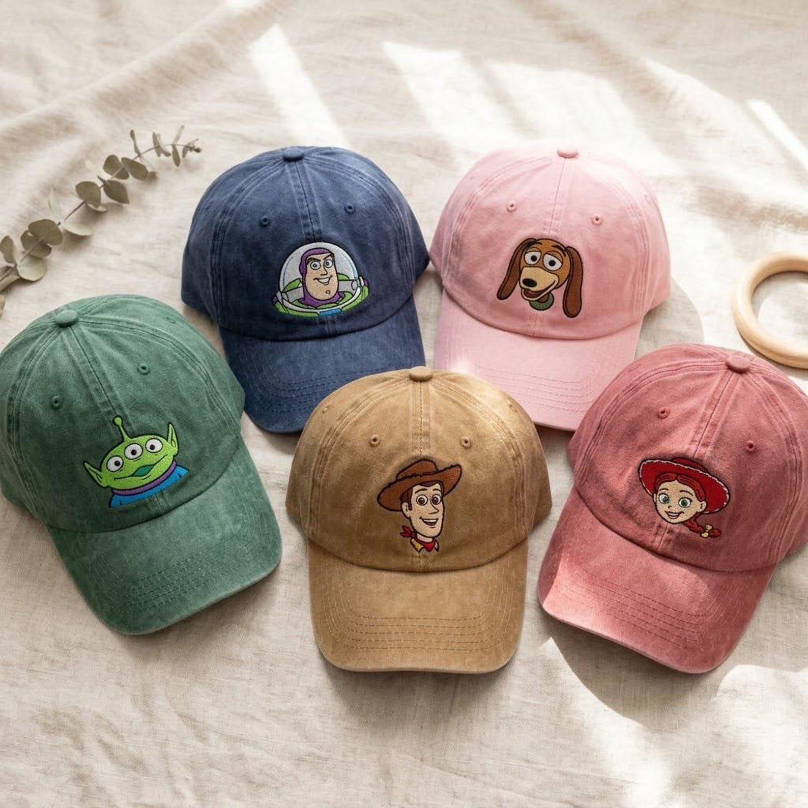 Embroidered Washed Dad Hat, Cute Cowboy Space Hero Alien Character Cap, Retro Cartoon Inspired Theme Park Vacation Gift 1