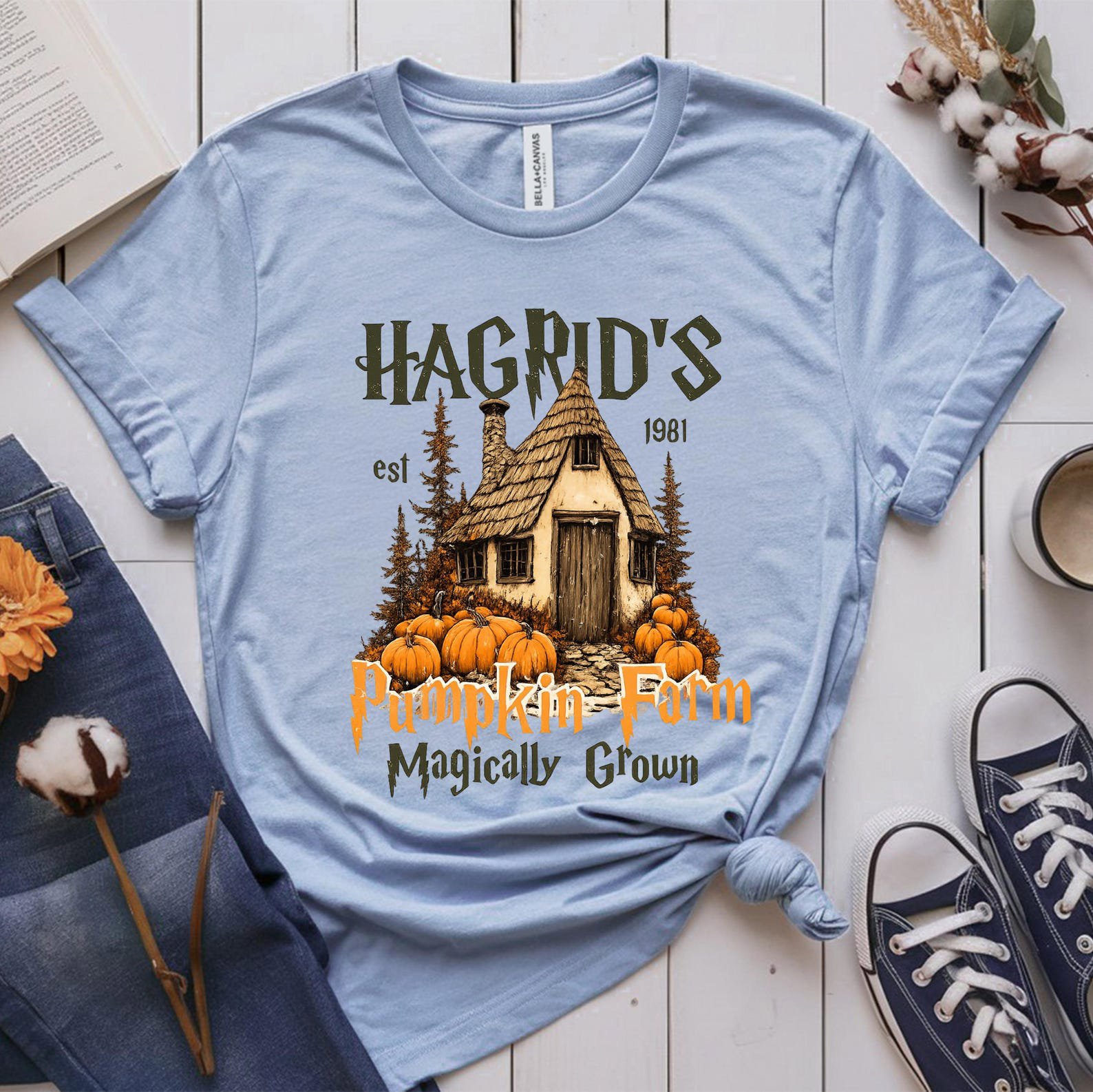 Magical Cottage Pumpkin Farm Shirt ,Vintage Hut Graphic For Family Matching Halloween Outfit 5