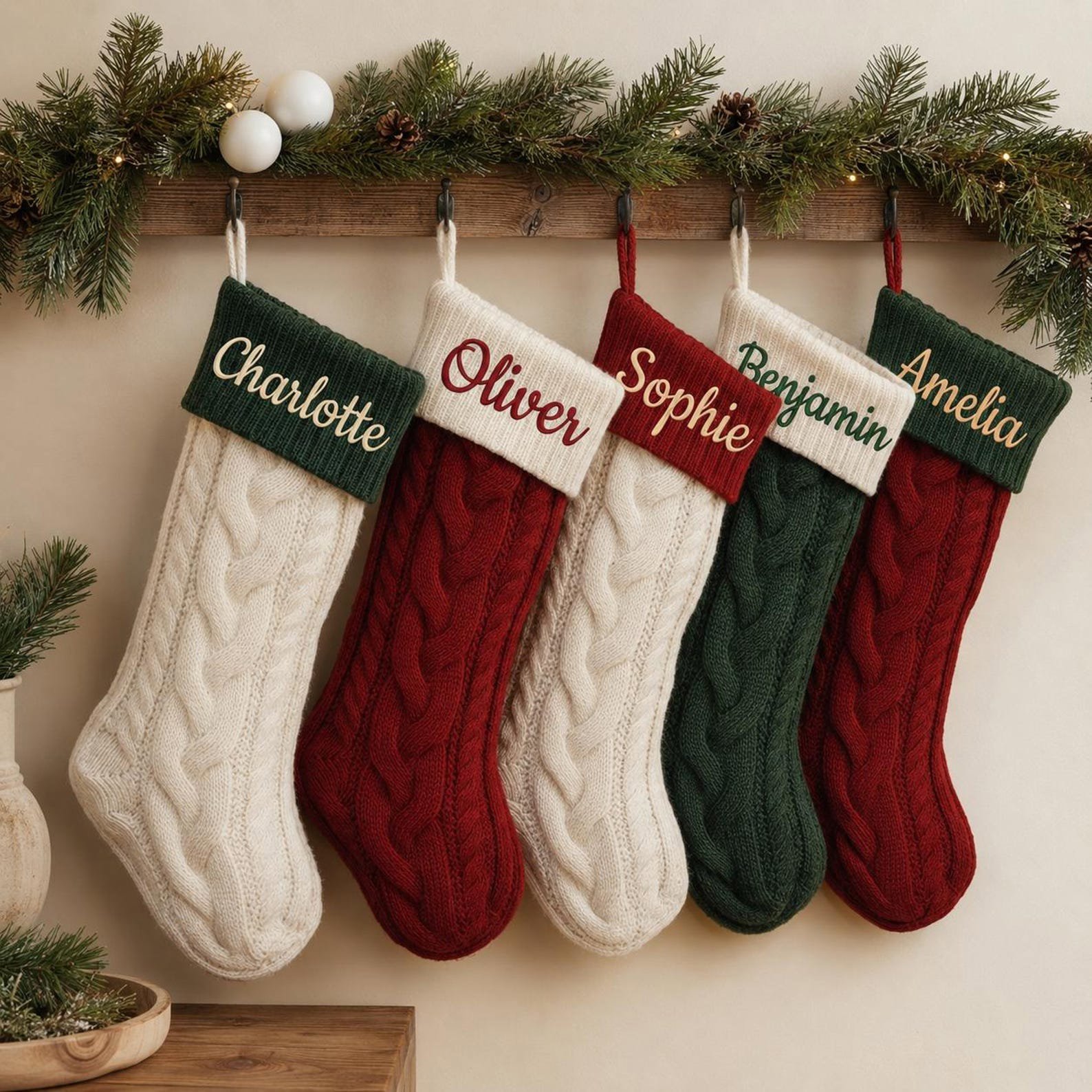 Embroidered 2026 Custom Christmas Stocking, Xmas Family Name Stockings, Knit Family Christmas Stockings, Holiday Stockings Gifts 3