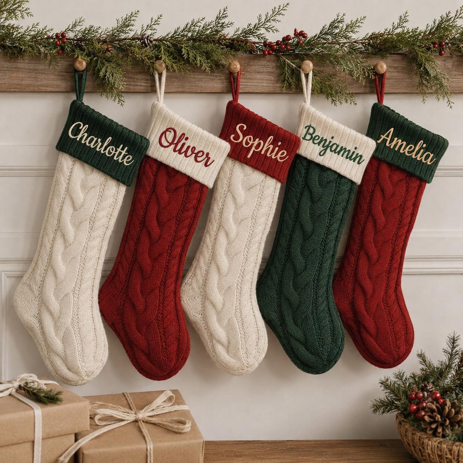 Embroidered 2026 Custom Christmas Stocking, Xmas Family Name Stockings, Knit Family Christmas Stockings, Holiday Stockings Gifts 1