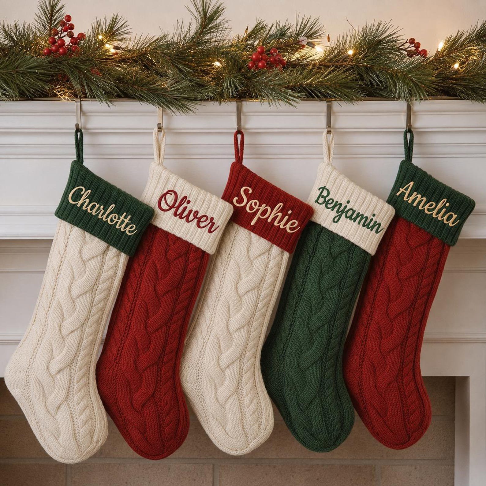 Embroidered 2026 Custom Christmas Stocking, Xmas Family Name Stockings, Knit Family Christmas Stockings, Holiday Stockings Gifts 4