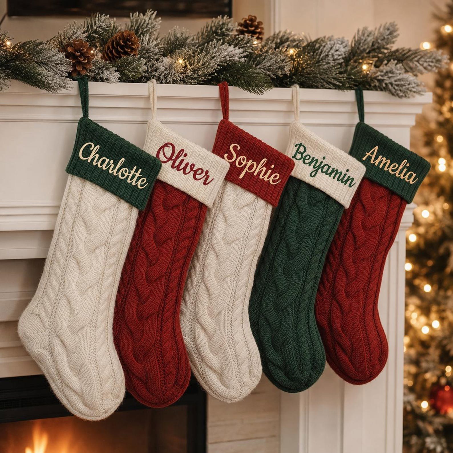 Embroidered 2026 Custom Christmas Stocking, Xmas Family Name Stockings, Knit Family Christmas Stockings, Holiday Stockings Gifts 5