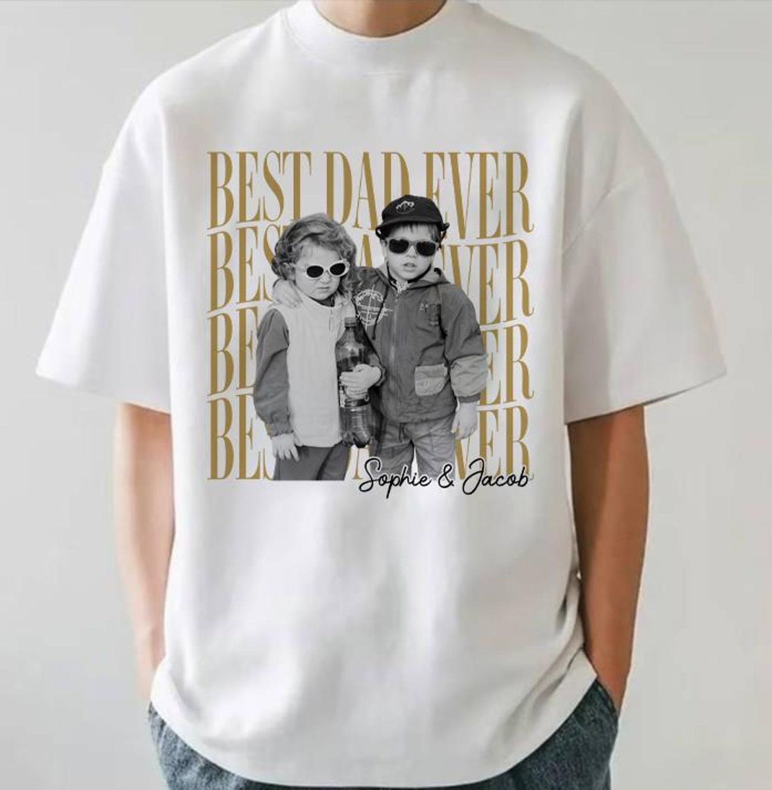 Personalized Retro Dad Photo Shirt, Funny Father’s Day Gift Tee, Vintage Custom Dad Picture Shirt 2