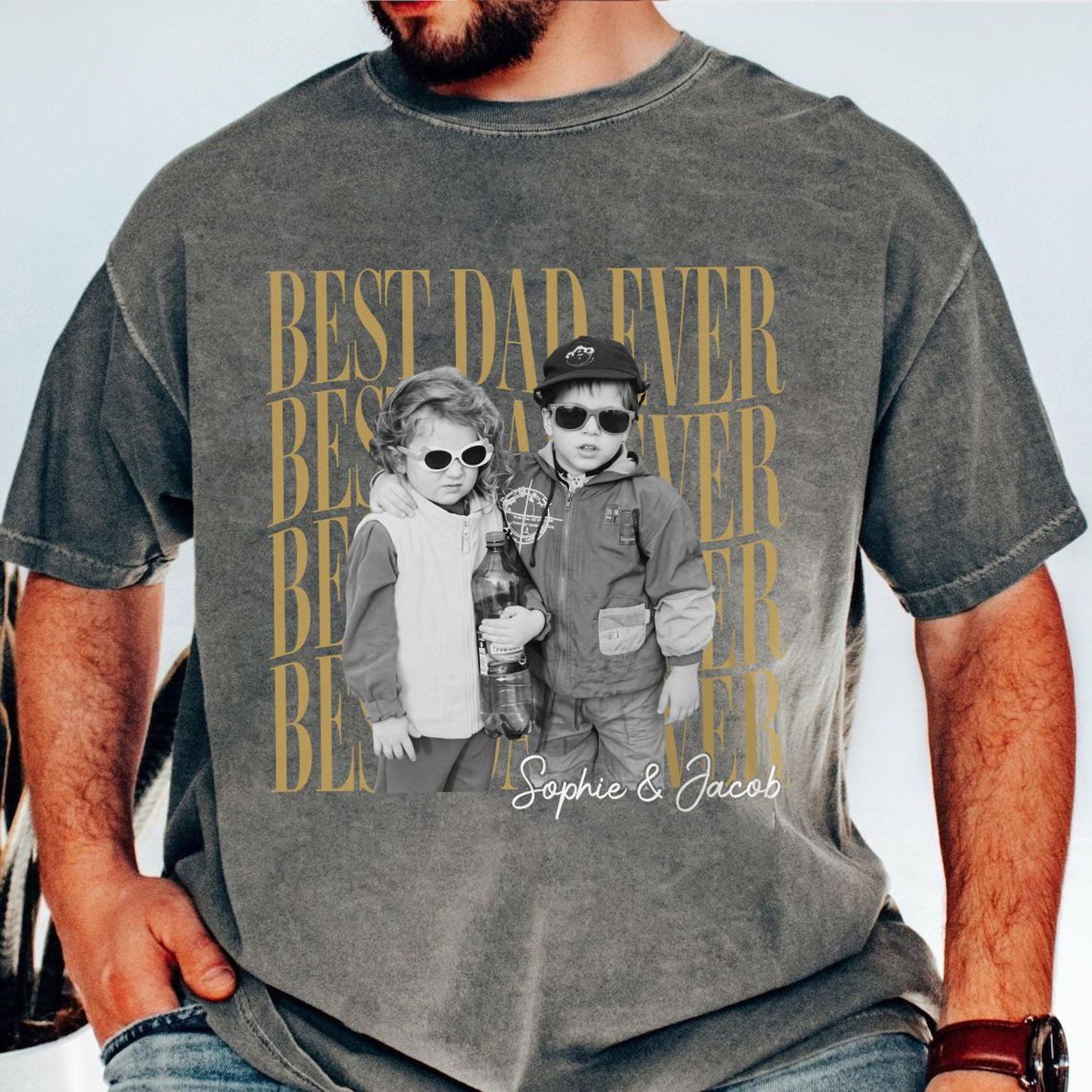 Personalized Retro Dad Photo Shirt, Funny Father’s Day Gift Tee, Vintage Custom Dad Picture Shirt 1