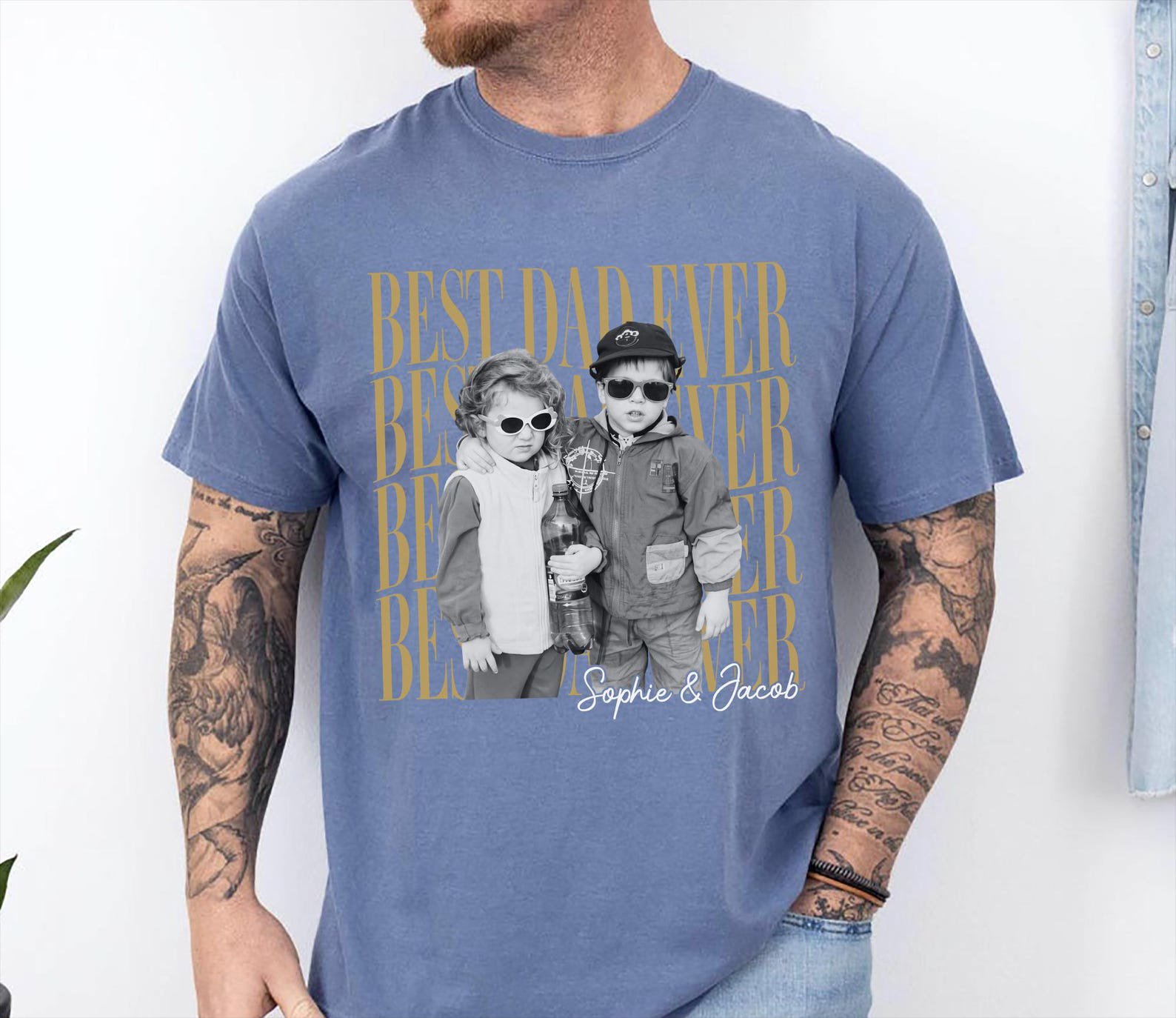 Personalized Retro Dad Photo Shirt, Funny Father’s Day Gift Tee, Vintage Custom Dad Picture Shirt 6