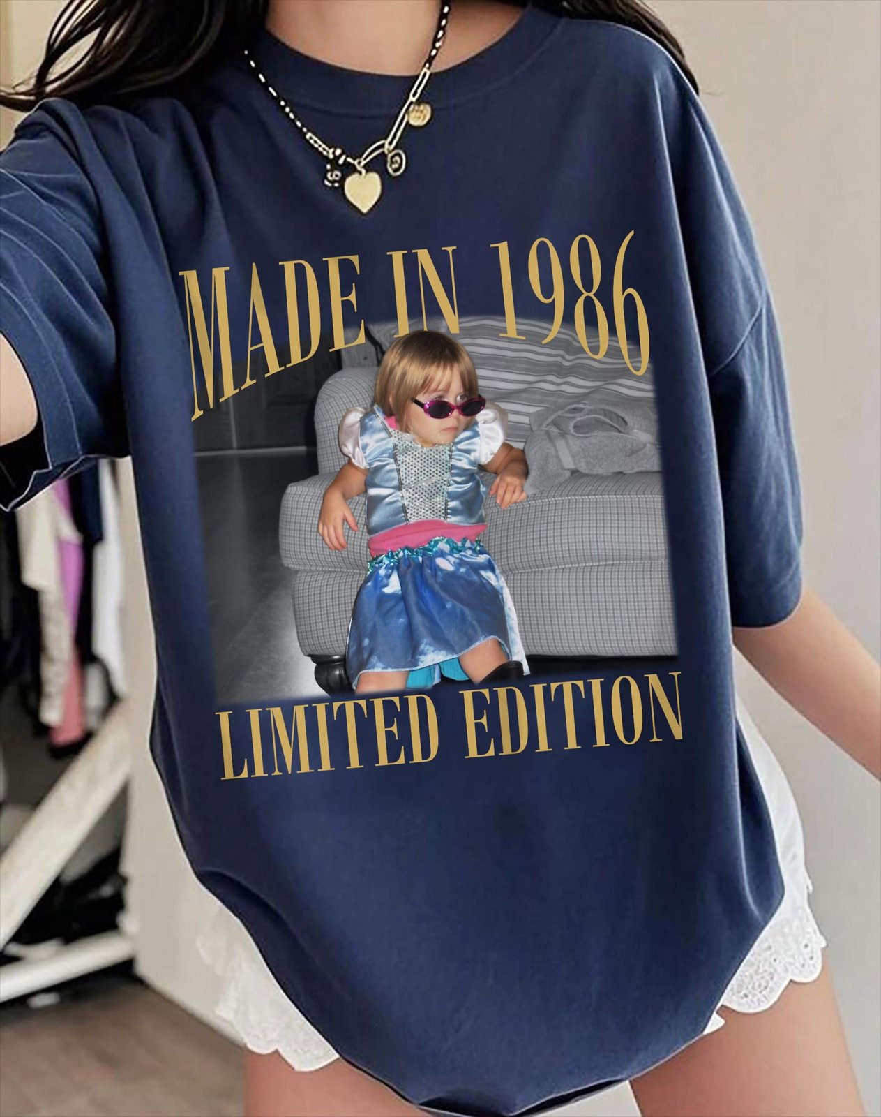 Custom Photo Birthday Shirt, Personalized Vintage Year Tee, 40th Birthday Gift for Women 3