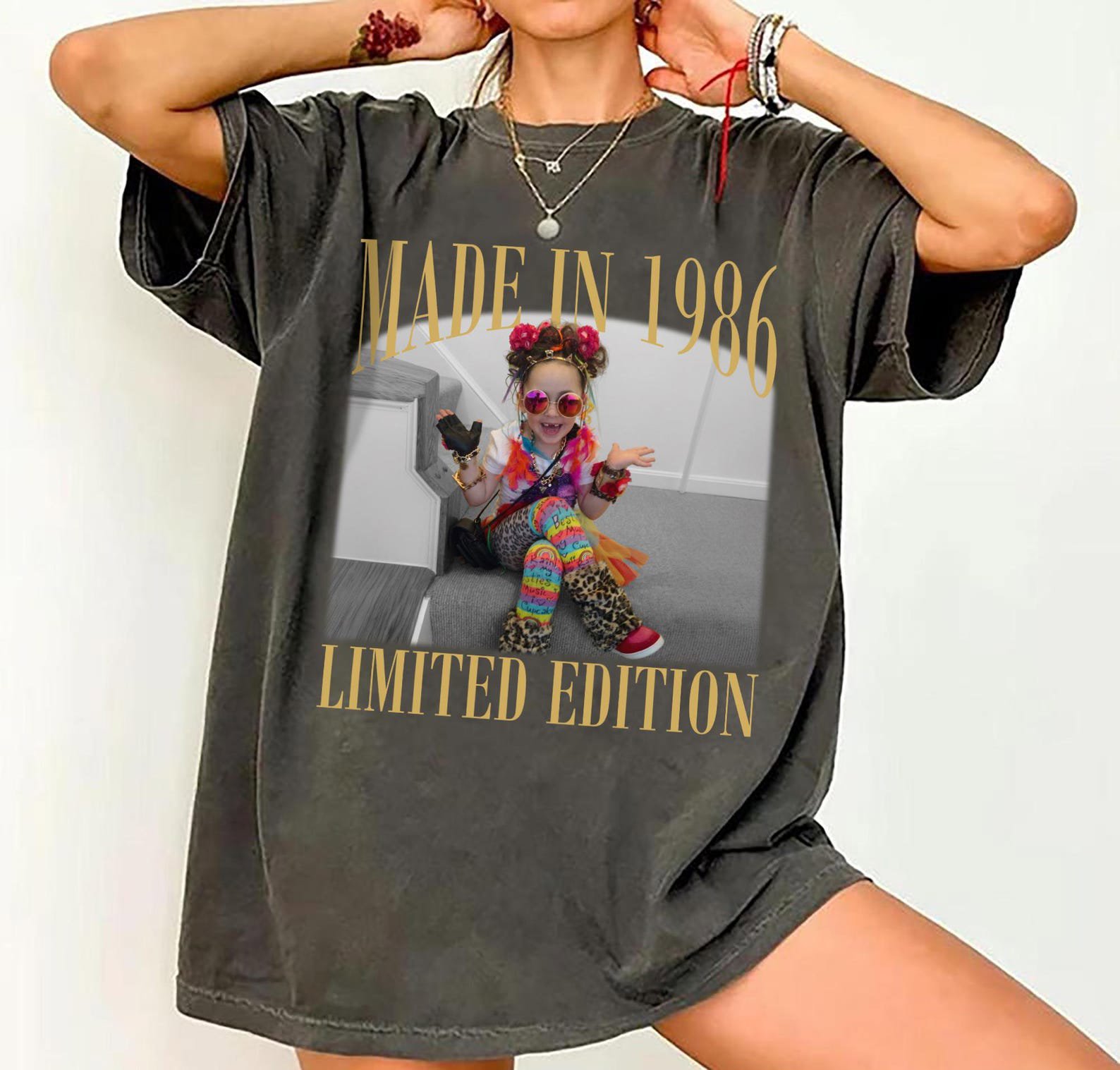 Custom Photo Birthday Shirt, Personalized Vintage Year Tee, 40th Birthday Gift for Women 8