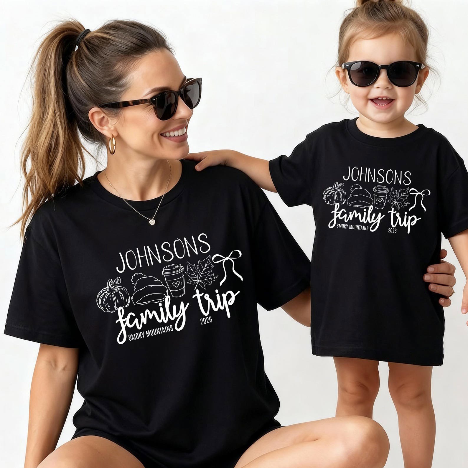 Custom Location Matching Family Trip Sweatshirts, Personalized Fall Graphic Shirts For Autumn Getaway Outfit 3