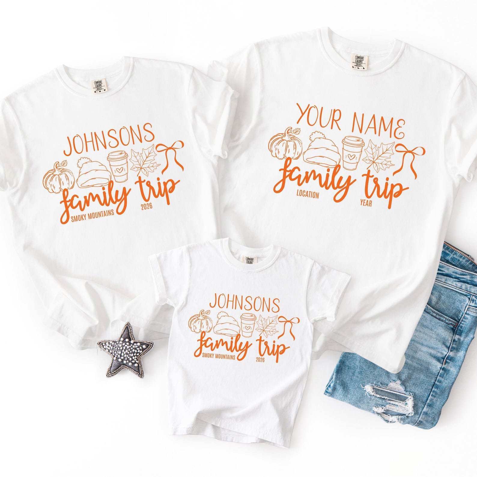 Custom Location Matching Family Trip Sweatshirts, Personalized Fall Graphic Shirts For Autumn Getaway Outfit 1