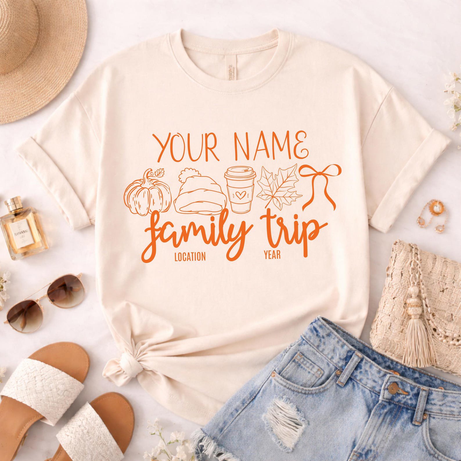 Custom Location Matching Family Trip Sweatshirts, Personalized Fall Graphic Shirts For Autumn Getaway Outfit 5