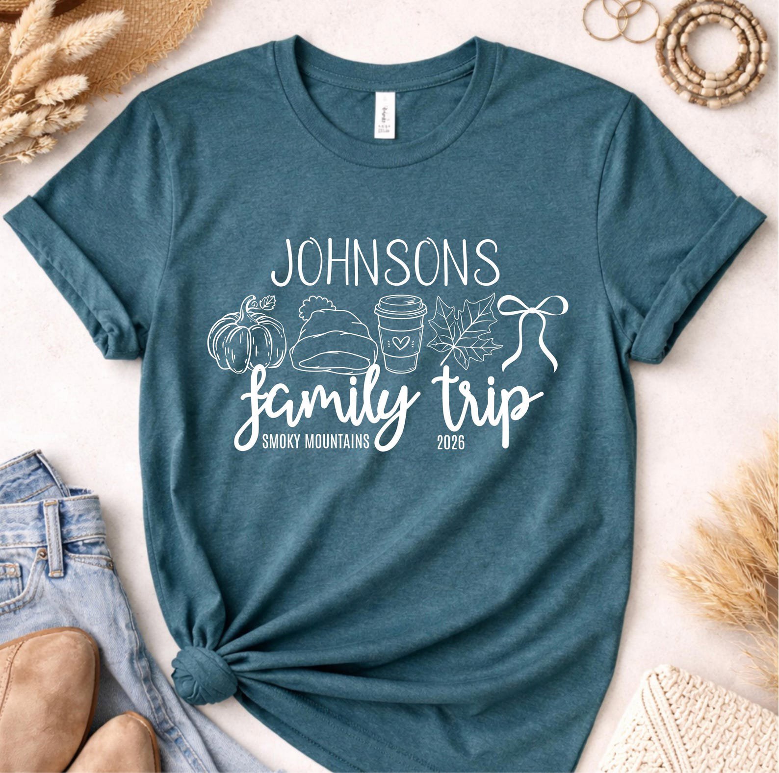Custom Location Matching Family Trip Sweatshirts, Personalized Fall Graphic Shirts For Autumn Getaway Outfit 7