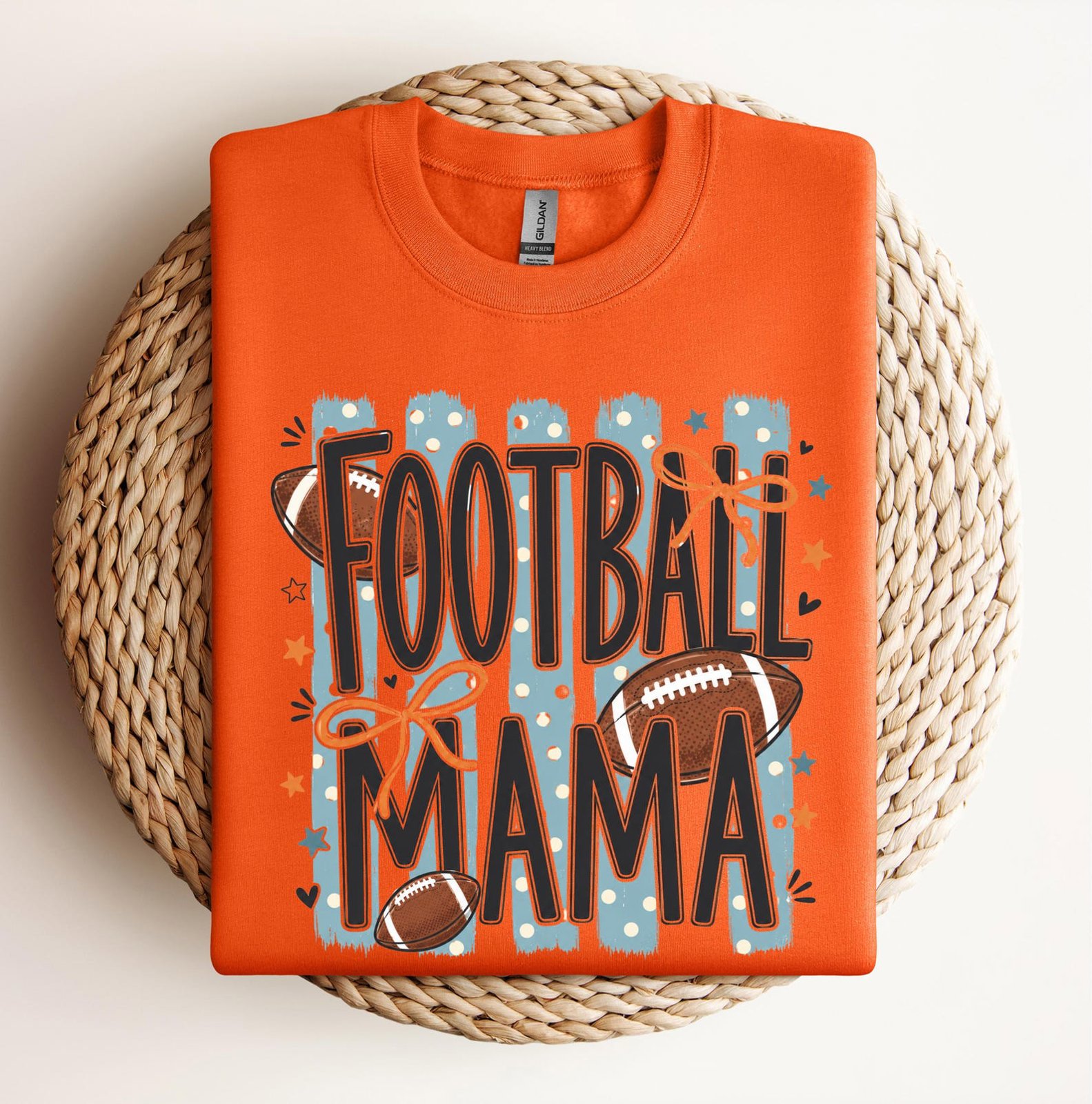 Football Mama Shirt, Coquette Bows And Striped Graphic Sweatshirt For Game Day Tailgate Outfit 8