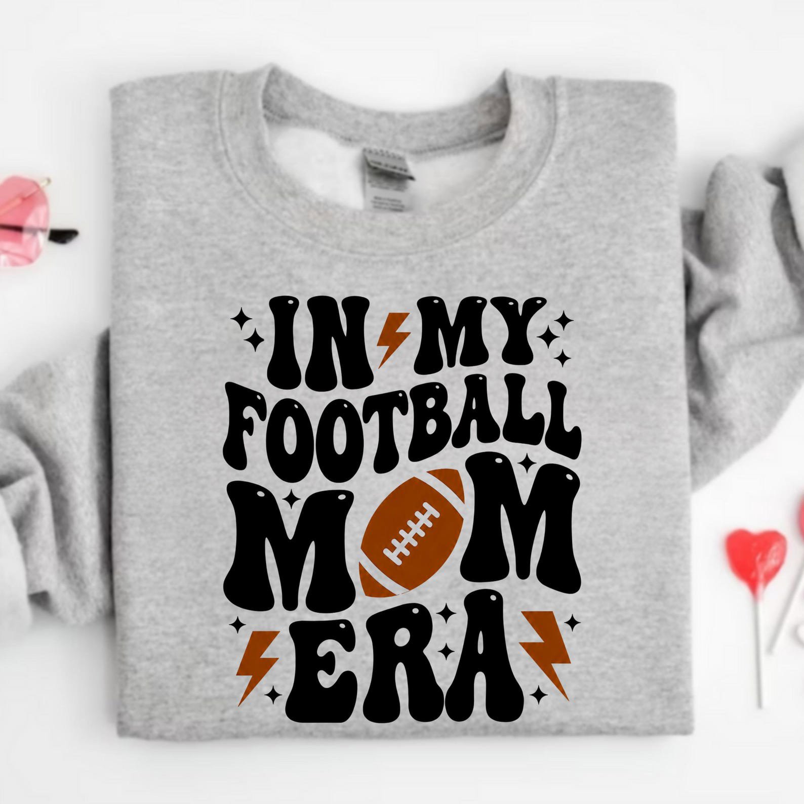Retro In My Football Mom Era Shirt , Wavy Typography And Graphic Game Day Sweatshirt 4