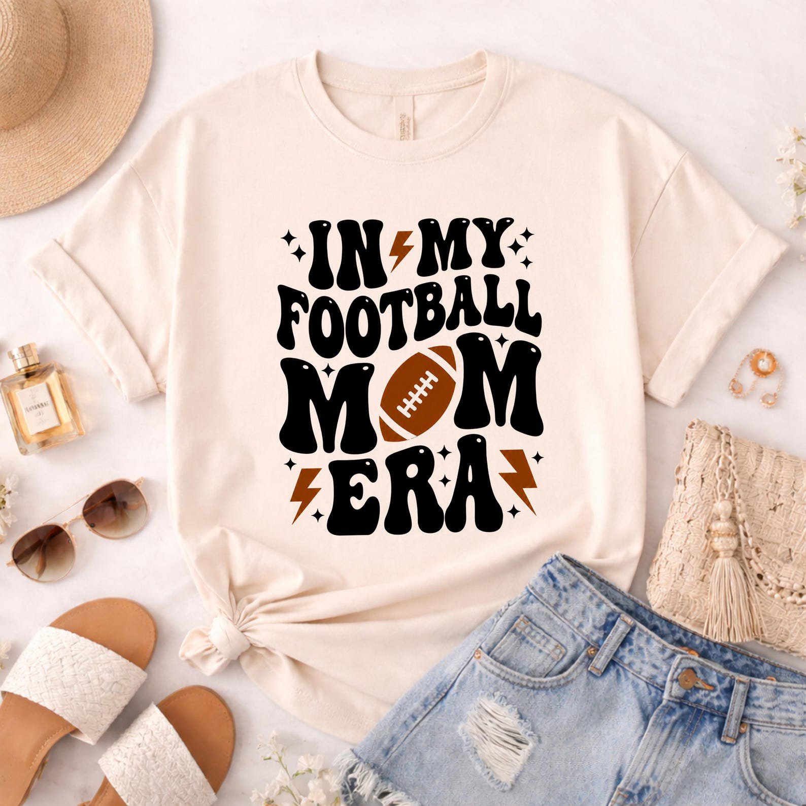 Retro In My Football Mom Era Shirt , Wavy Typography And Graphic Game Day Sweatshirt 6