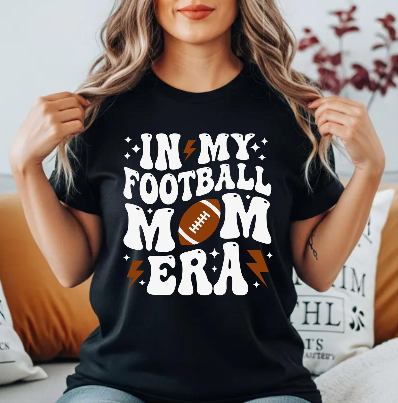 Retro In My Football Mom Era Shirt , Wavy Typography And Graphic Game Day Sweatshirt 10
