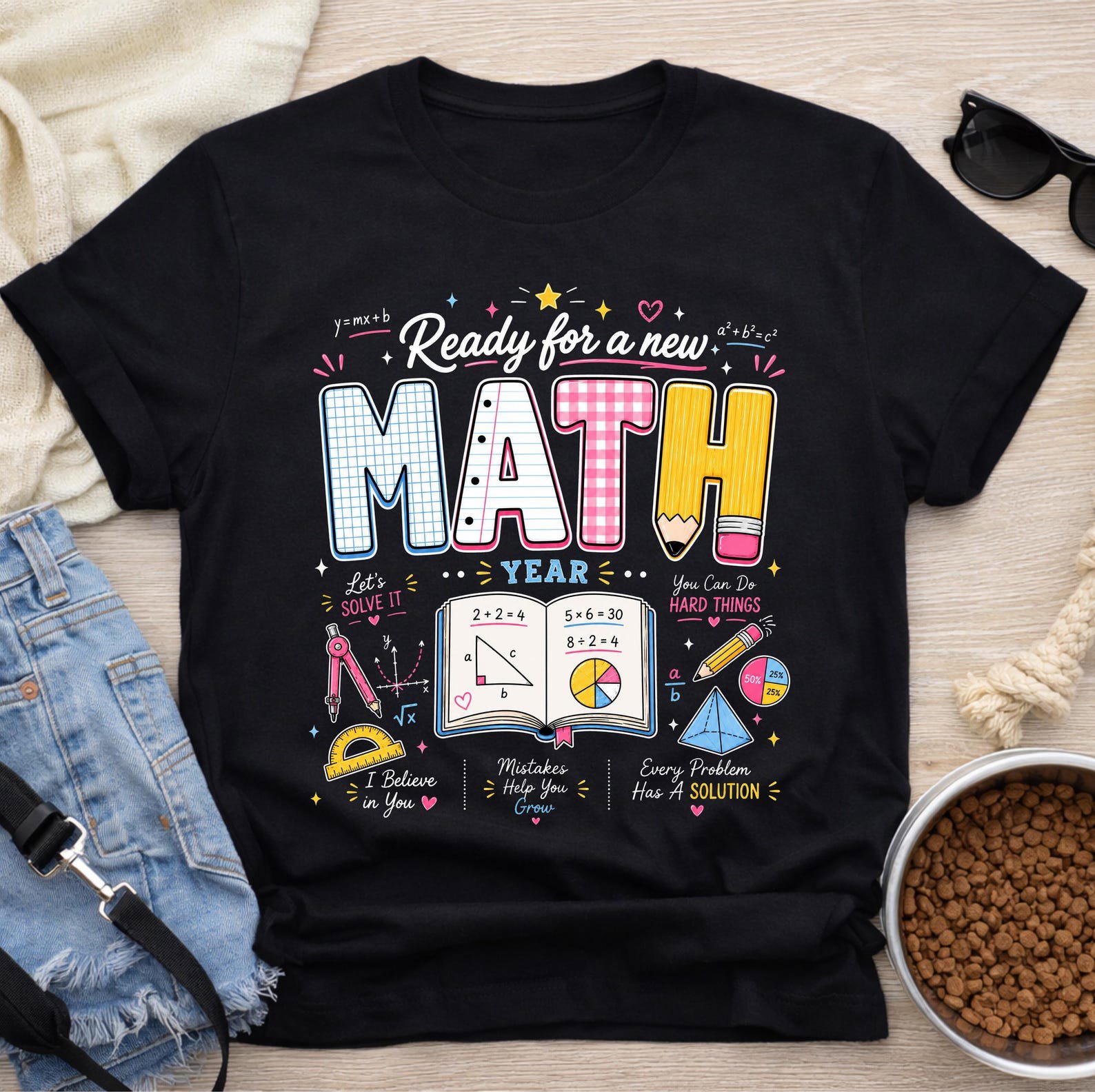 Math Teacher Sweatshirt, Algebra Equations And School Supplies Graphic Tees For Classroom Educators 1