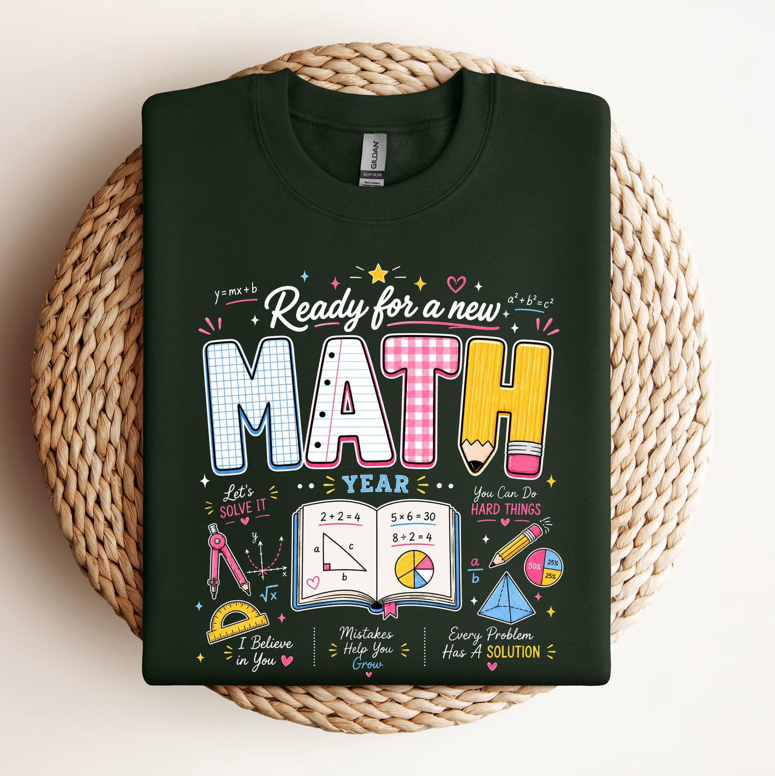Math Teacher Sweatshirt, Algebra Equations And School Supplies Graphic Tees For Classroom Educators 2