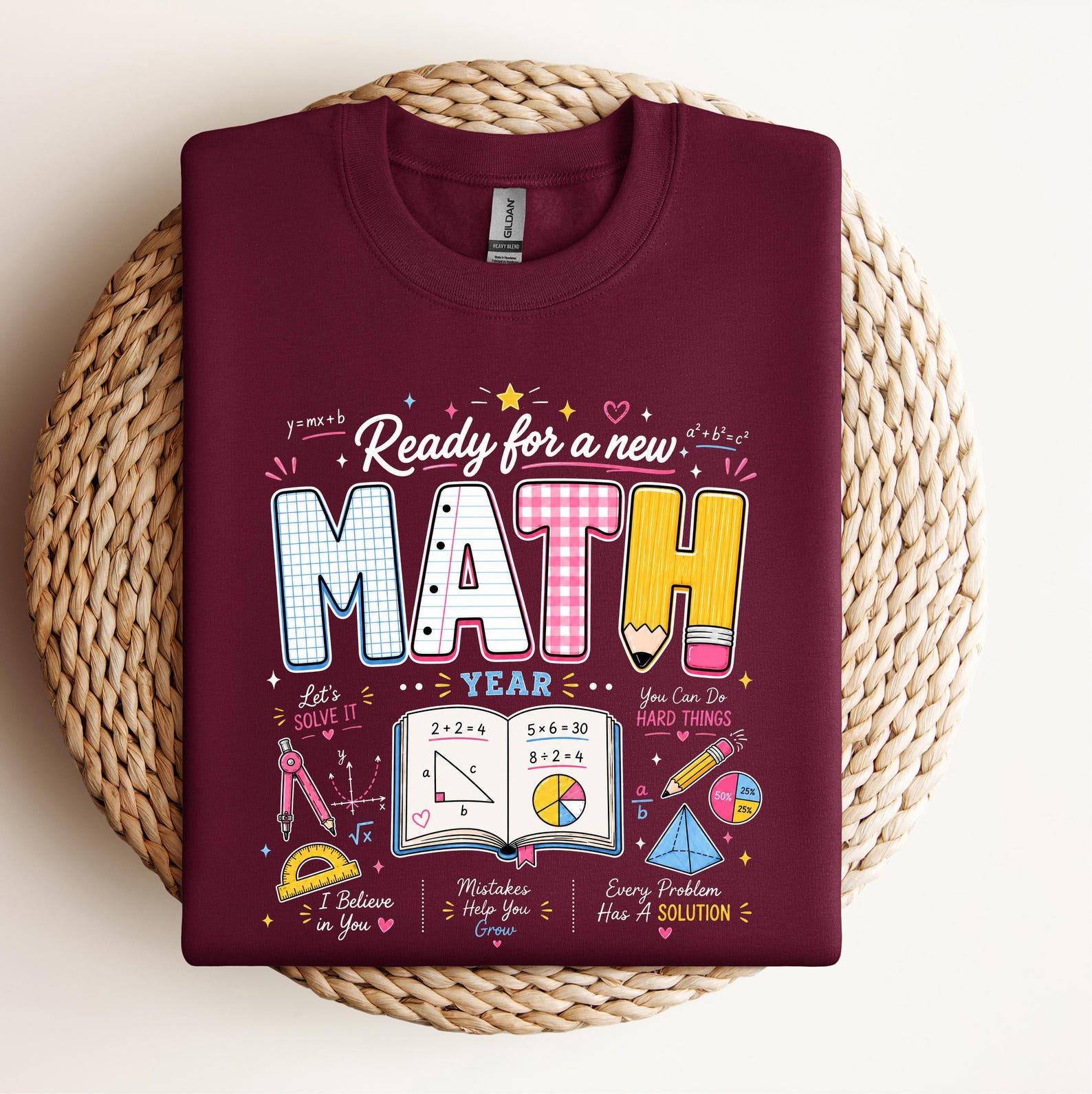 Math Teacher Sweatshirt, Algebra Equations And School Supplies Graphic Tees For Classroom Educators 5