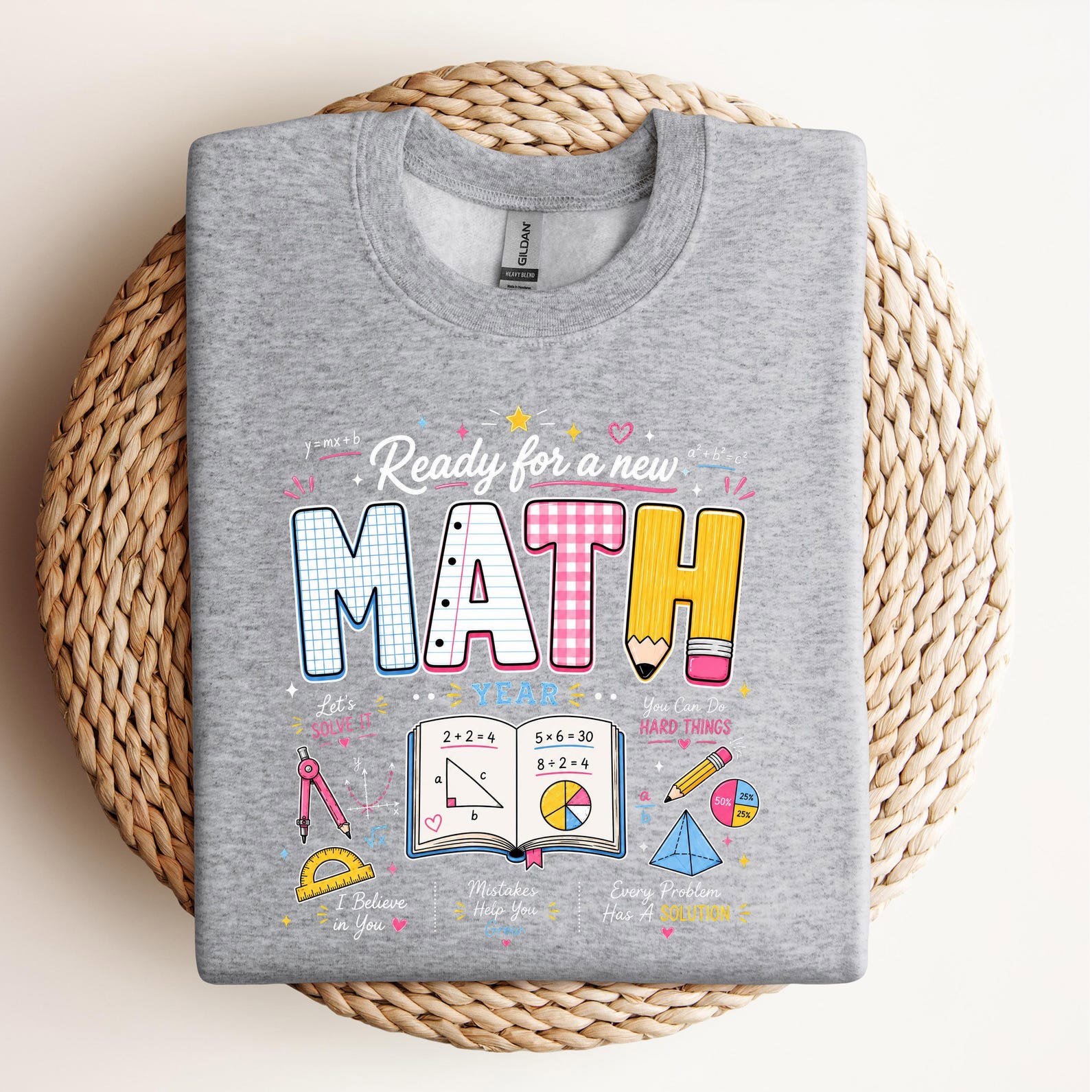 Math Teacher Sweatshirt, Algebra Equations And School Supplies Graphic Tees For Classroom Educators 6