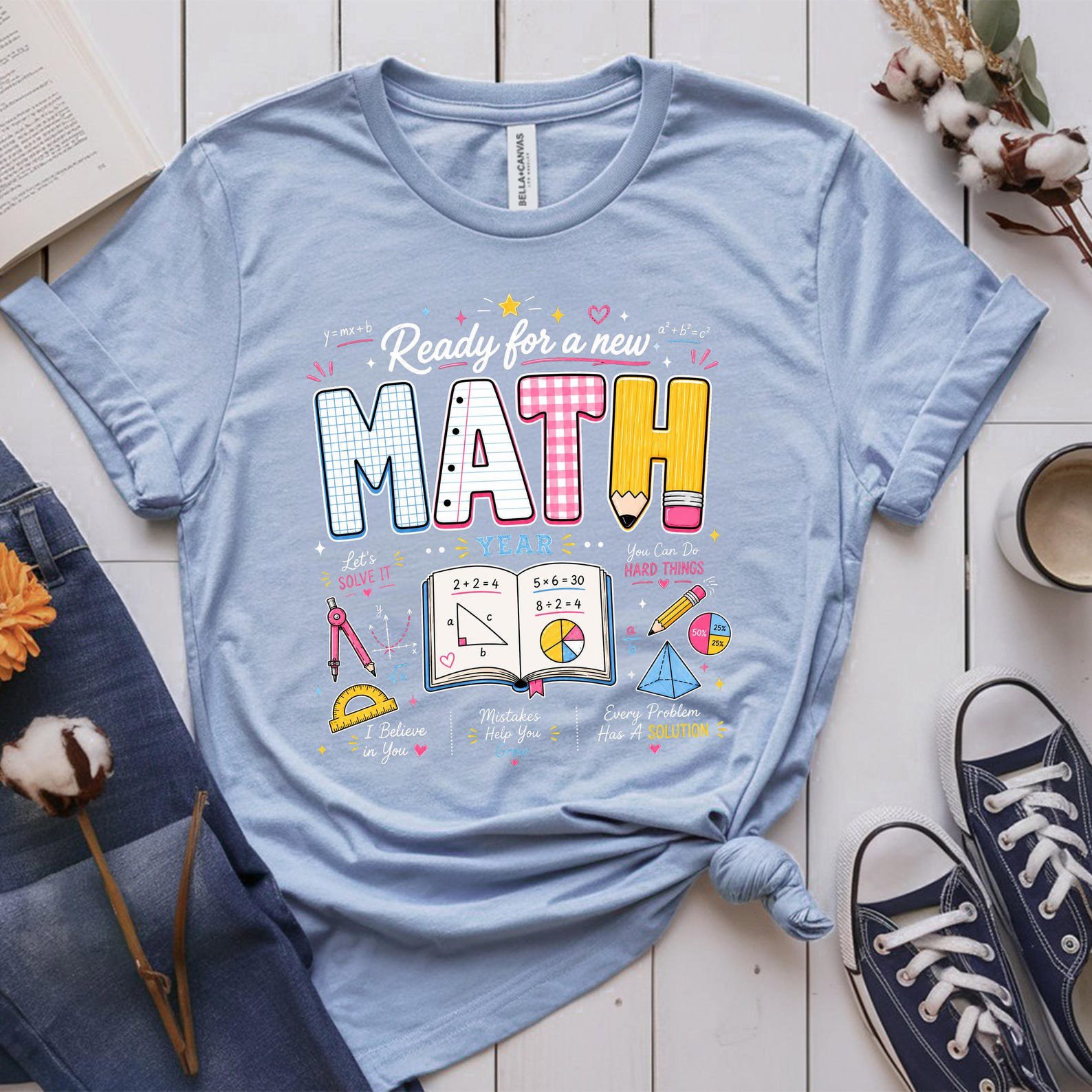 Math Teacher Sweatshirt, Algebra Equations And School Supplies Graphic Tees For Classroom Educators 7